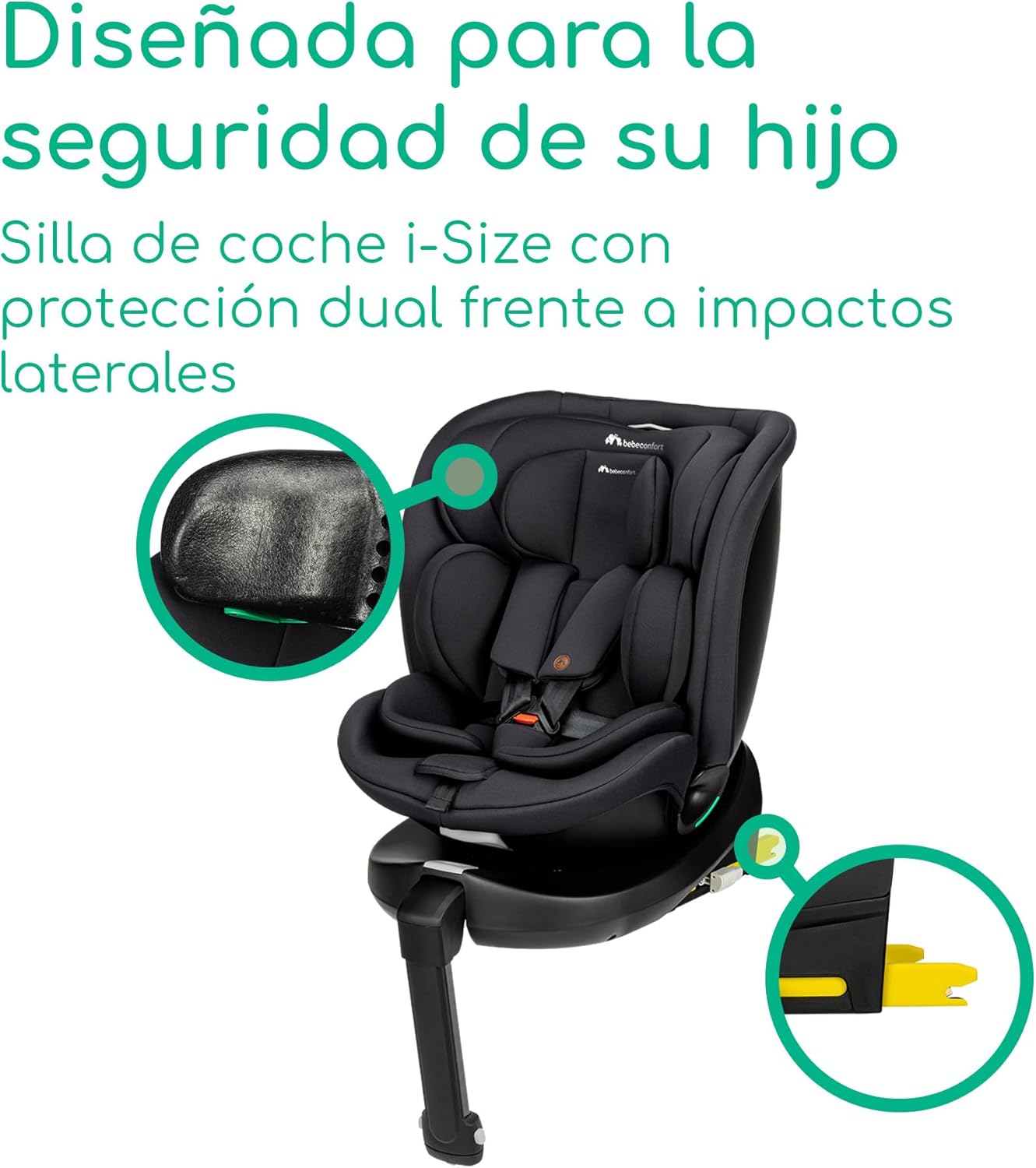 Bebeconfort RevolveFix Plus 360 i-Size, Cadeira de carro 360, 0-12 anos, 40-150 cm, cadeira de carro ISOFIX, suporte para perna, rotação de 360, 8 posições de relinação, 12 posições repos-cabeça, full