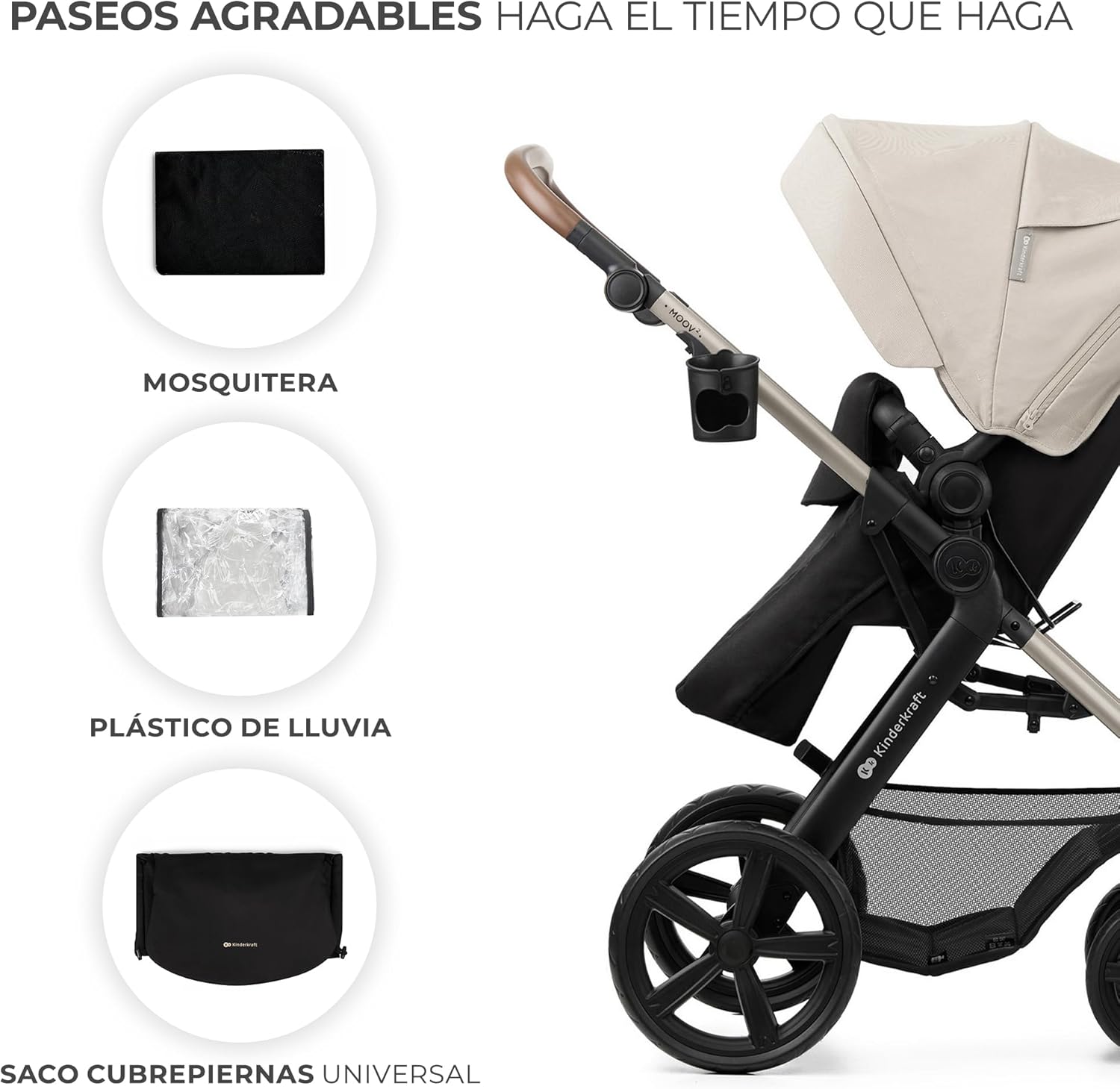 Kinderkraft MOOV2 Carrinho de bebé 3 em 1, EVA, Mink PRO I-Size, sistema de viagem, carrinho para bebé, carrinho de passeio, dobrável, para recém-nascido, desde o nascimento até aos 3 anos, cinzento