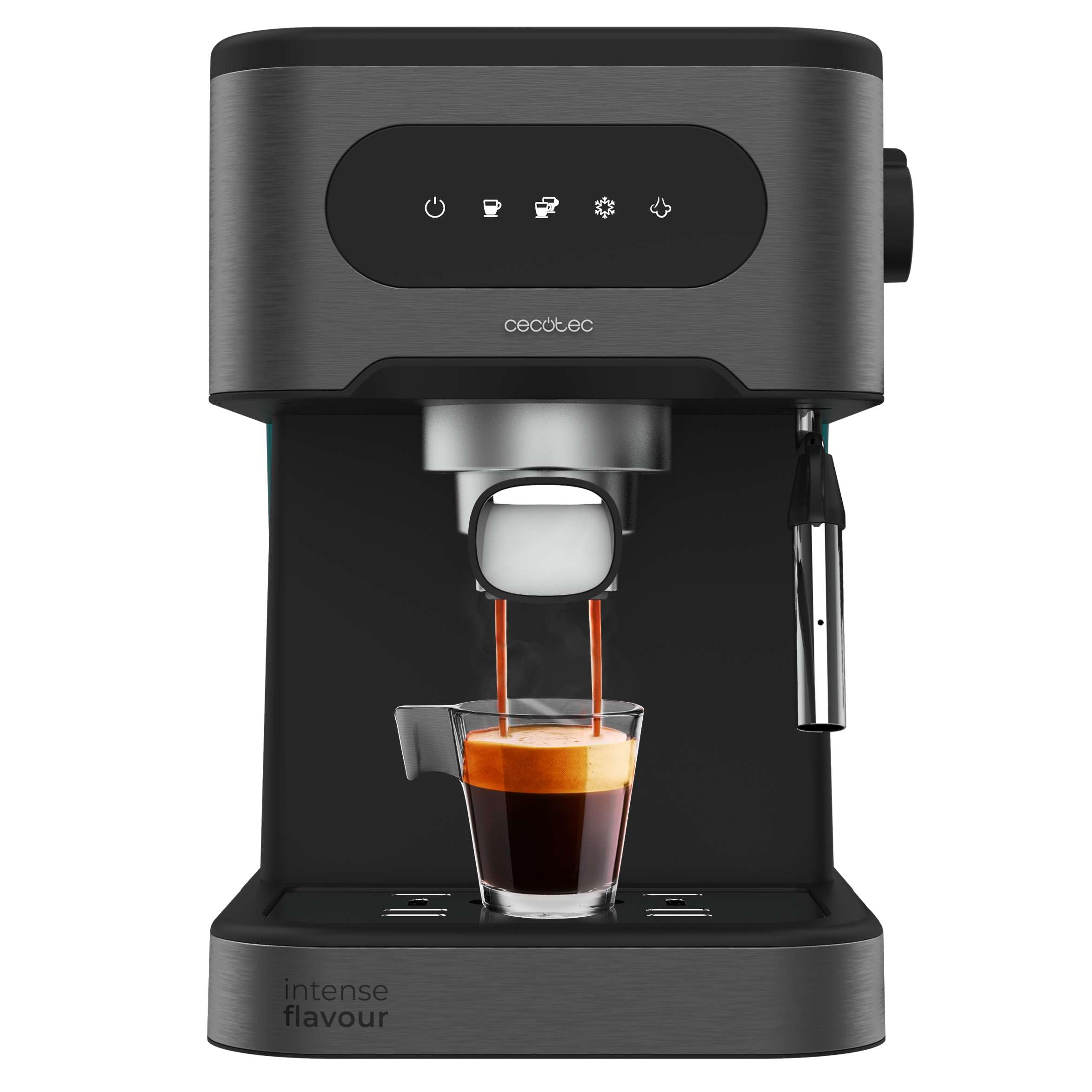 Cecotec Cafeteira Express manual Power Espresso 20 Essential. 850W, 20 bares, vaporizador orientável, braço de saída dupla, depósito de água 1,5 l, superfície de aquecimento, limpeza fácil
