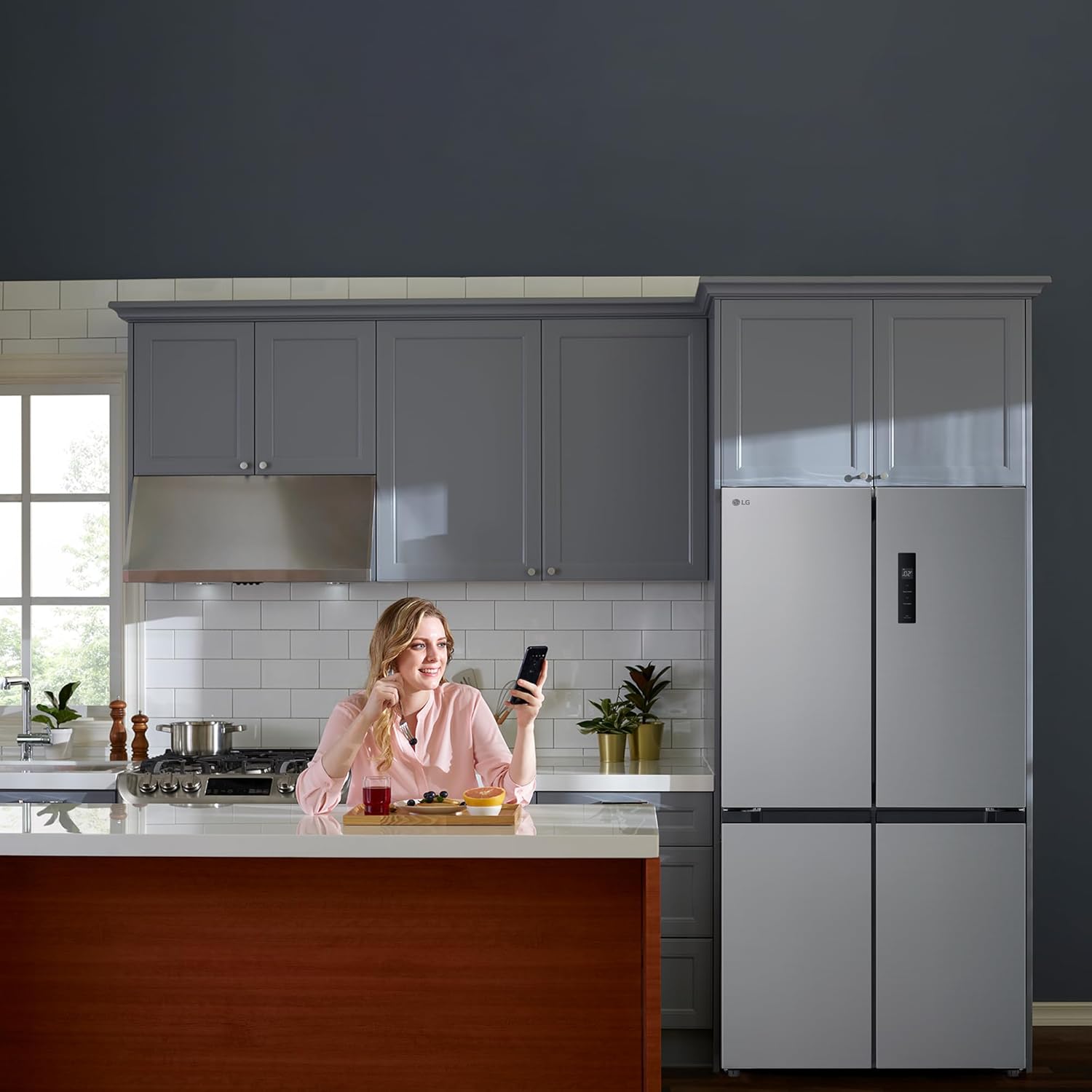 LG GMM41MSBEM - Frigorífico Americano Combi, Total No Frost, Clasificación E, Capacidad 474L, Silver