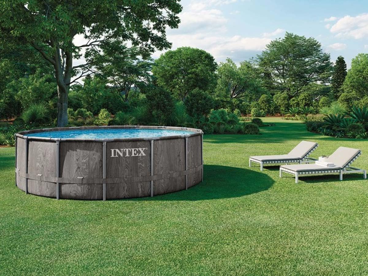 Intex 26742NP - Piscina Desmontable, 457x122 cm, con depuradora Cartucho, 3.785 litros/Hora, Filtro Cartucho Tipo A, Piscina Greywood Prism Frame, 16.805 litros, Piscina para 6 Personas