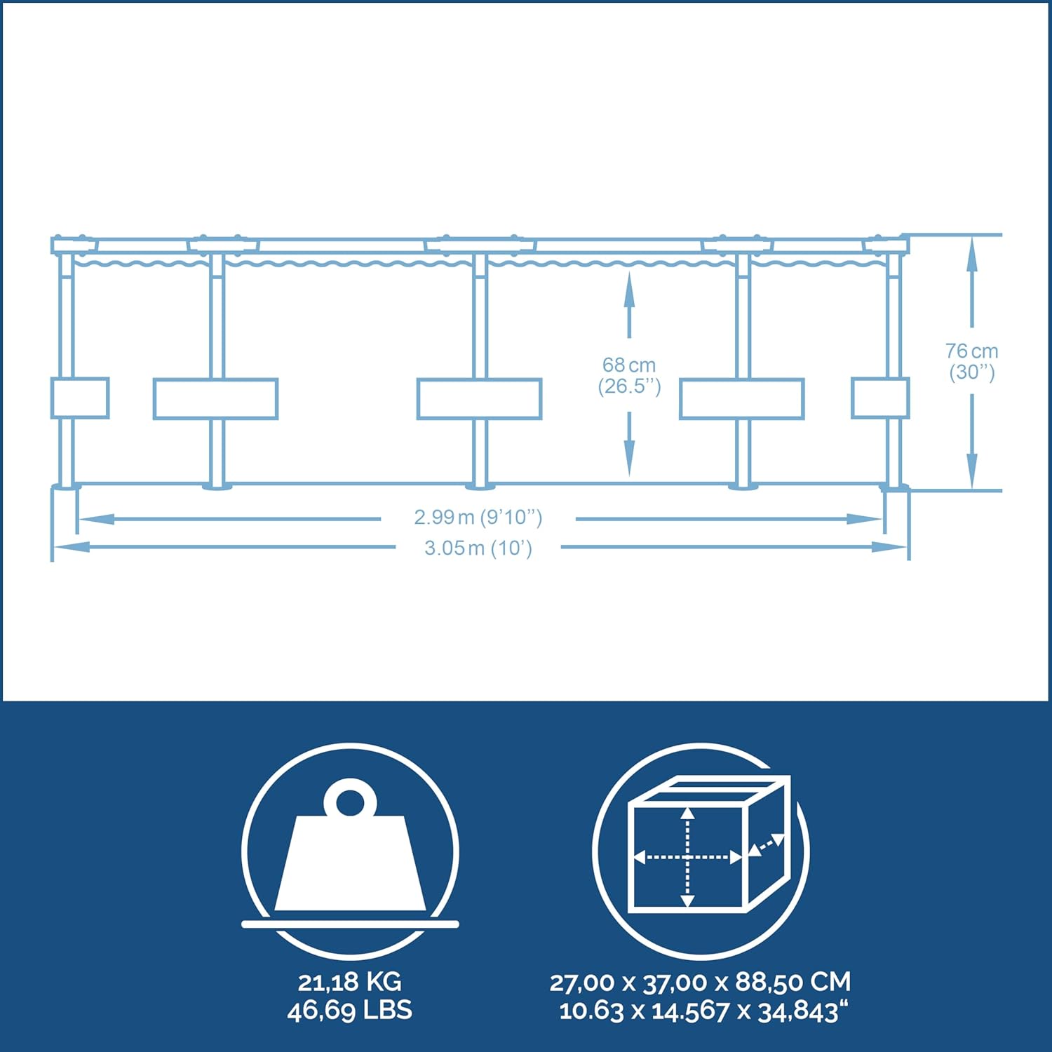 Piscina Pool Frame Ø305x76cm PVC BESTWAY 56408