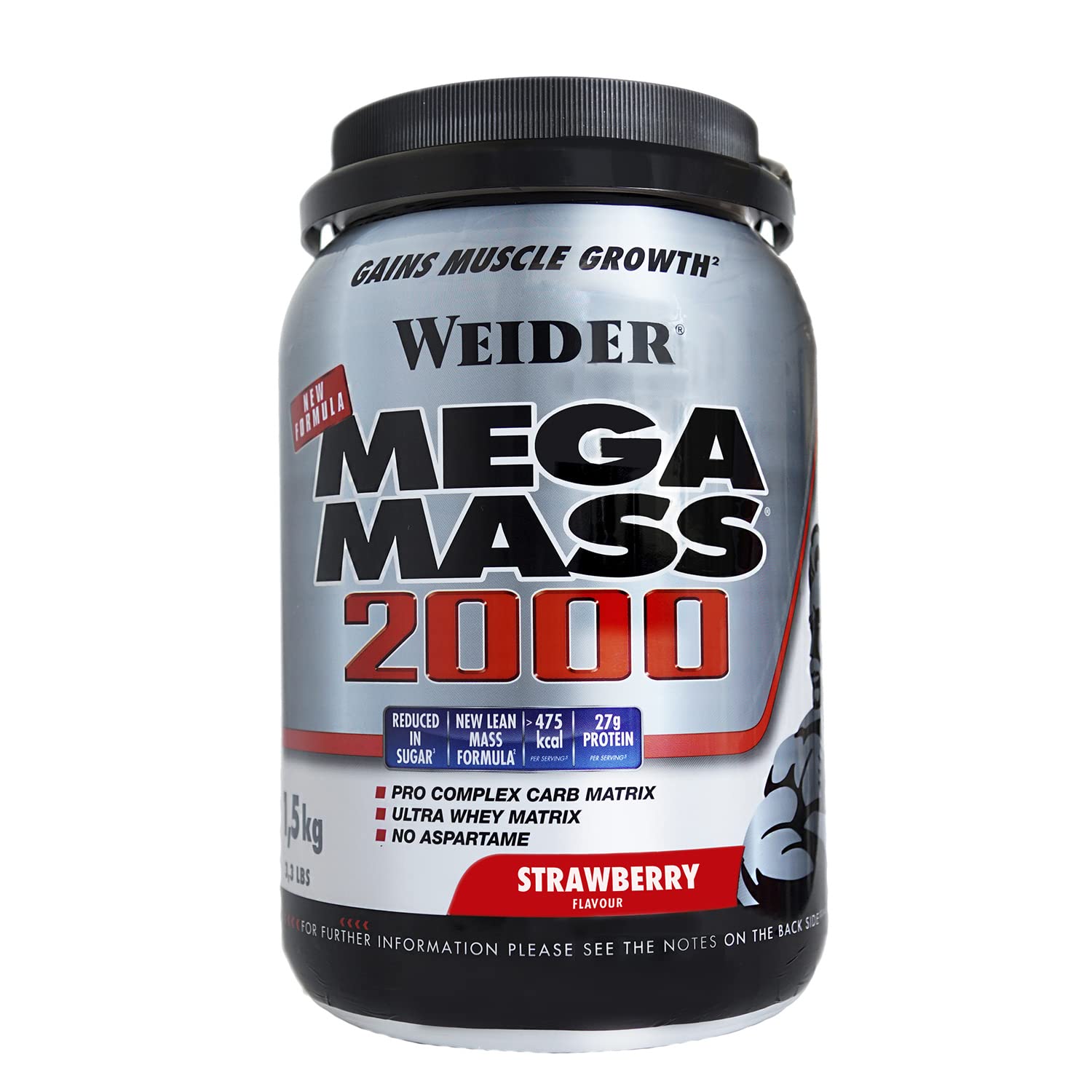 Weider Mega Mass 2000 sabor chocolate (1500 g) 67% de hidratos e 16% de proteínas. Enriquecido com vitaminas e minerais. Com menos açúcares (WMN.402101)