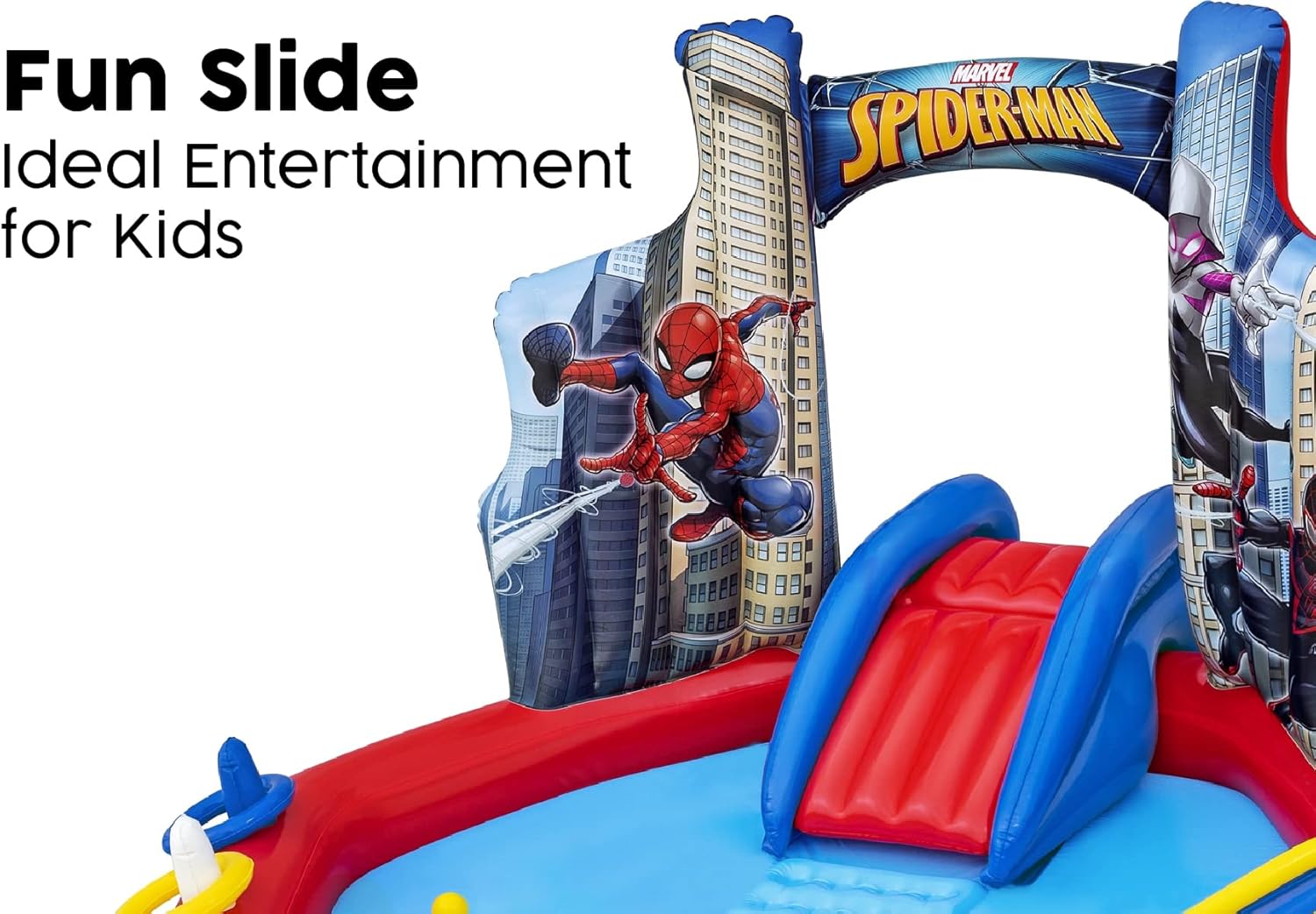 BESTWAY Centro de jogos insuflável 211 x 206 x 127 cm, design de Homem-Aranha multicolorido