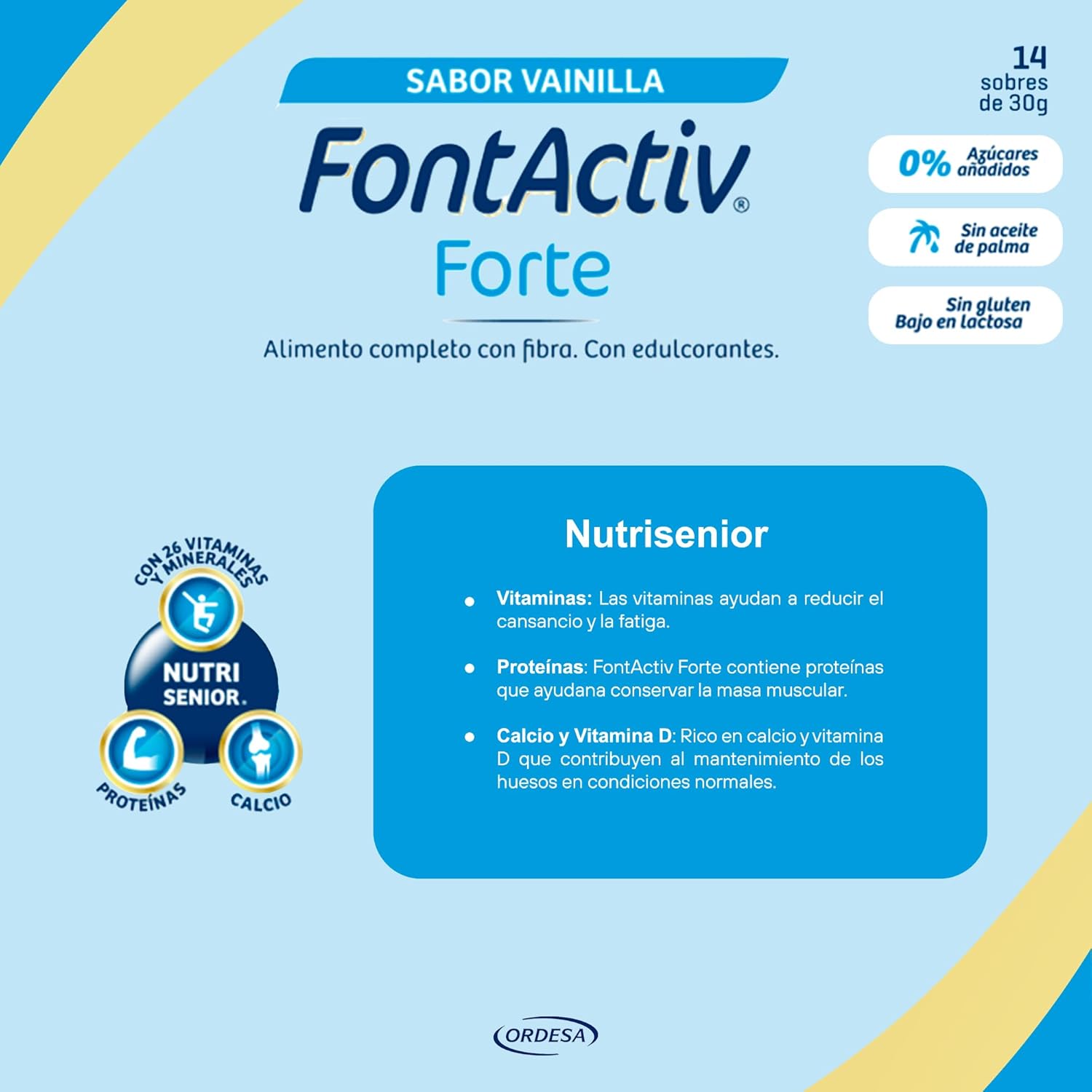 FontActiv Forte baunilha | 800 g | Suplemento nutricional com fibra para adultos - 0 % açúcares adicionados