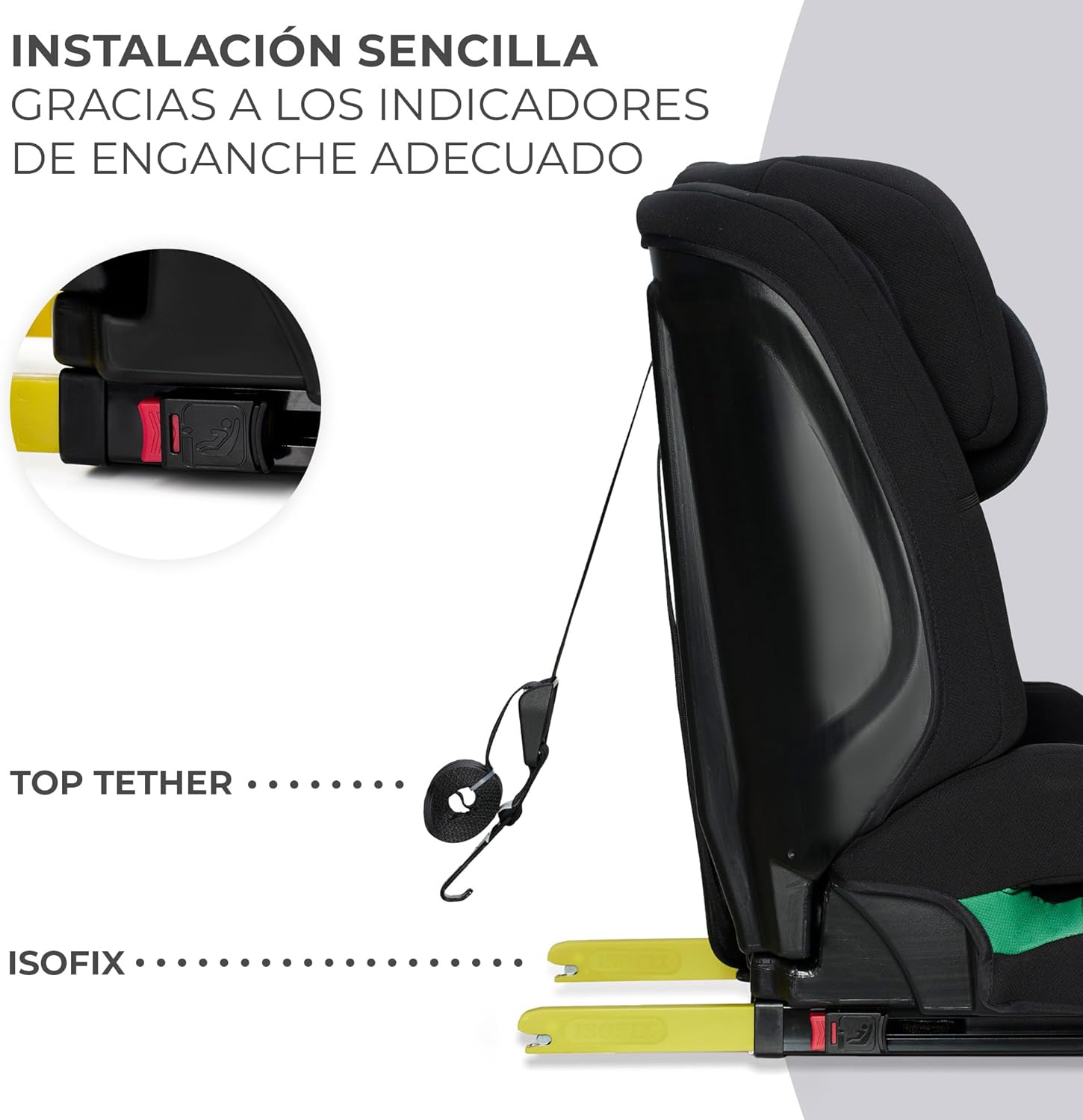 Kinderkraft SAFETY FIX 2 I-SIZE 75-150 cm Cadeira de carro grupo 1 2 3 isofix, assento largo e macio para criança, arnês interior de 5 pontos, ajuste de apoio, redutor modular, preto