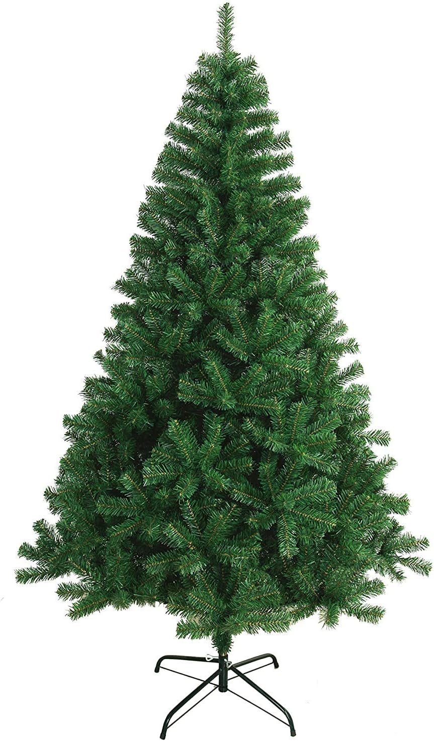 Árvore de Natal artificial extra enchimento, árvores com folhas de espumilhão de 150 cm a 300 cm de primeira qualidade, super natural C / suporte metálico. (verde, 150 cm 380 dicas)