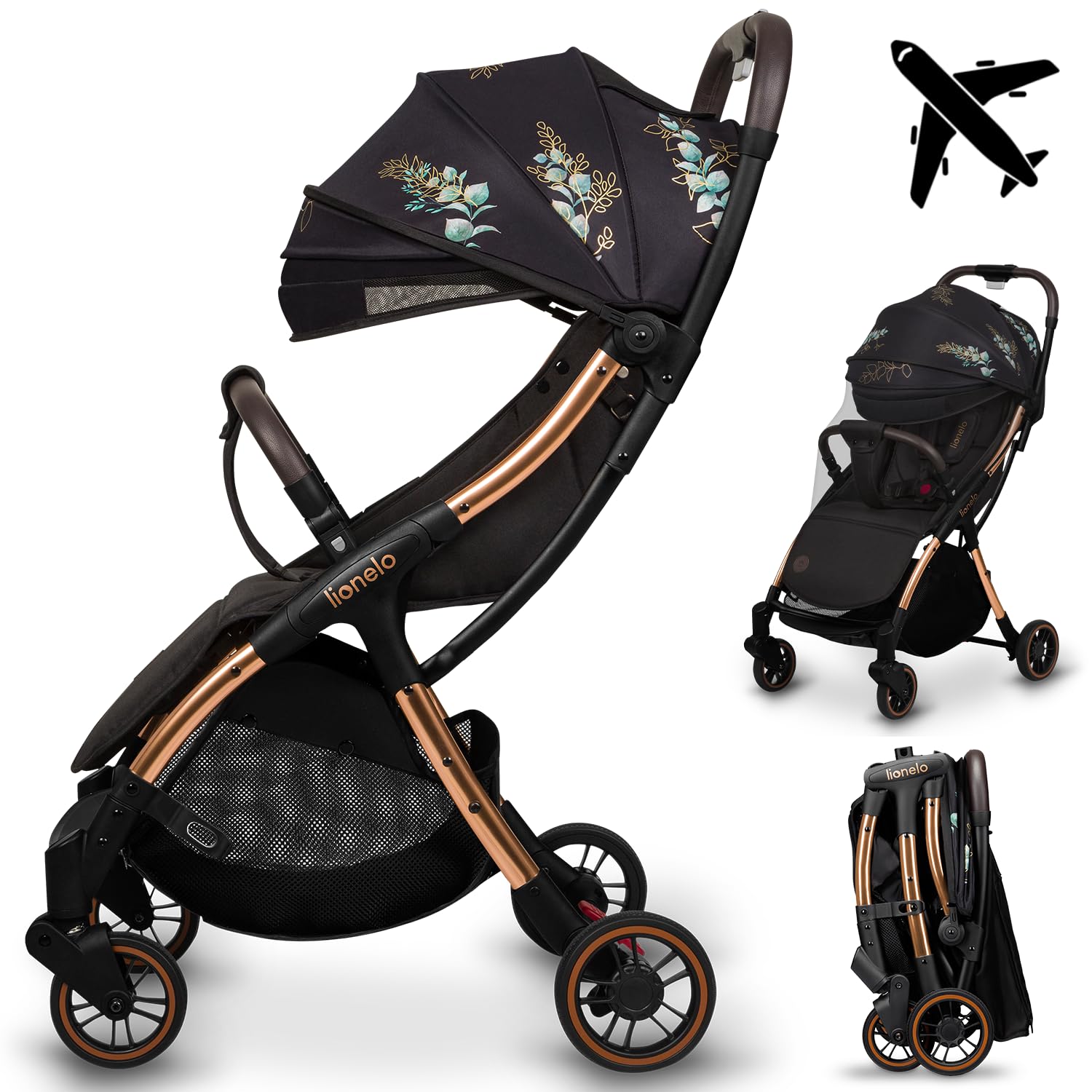 LIONELO Julie One Carrito 51 x 75 x 103 cm Para menores hasta 22kg 0-48M Regulación del respaldo Plegado sencillo Ruedas resistentes con amortizadores Cesta para compras