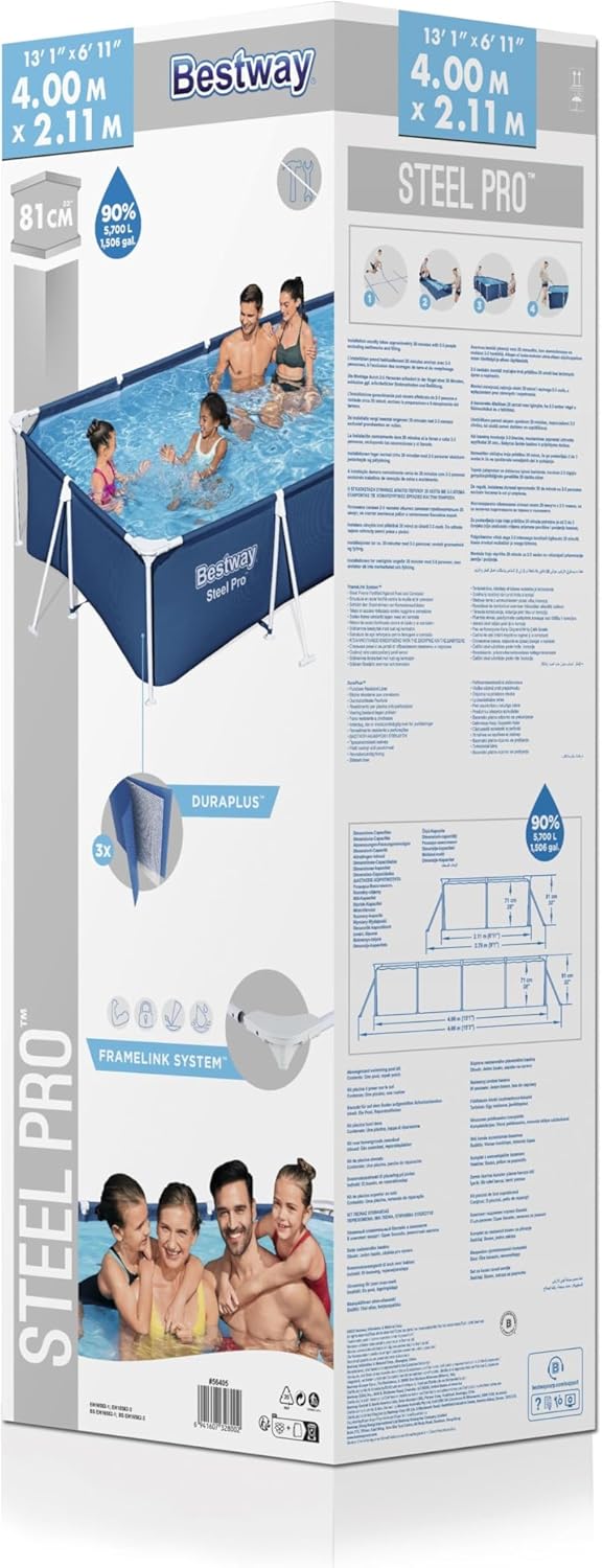 BESTWAY Piscina removível tubular infantil Steel Pro 400 x 211 x 81 cm azul