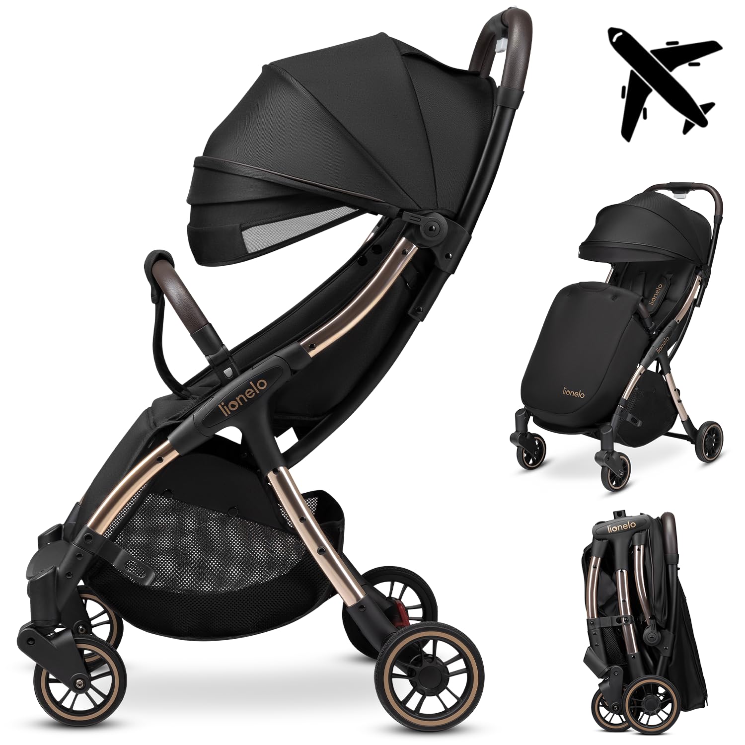 LIONELO Julie One Carrito 51 x 75 x 103 cm Para menores hasta 22kg 0-48M Regulación del respaldo Plegado sencillo Ruedas resistentes con amortizadores Cesta para compras