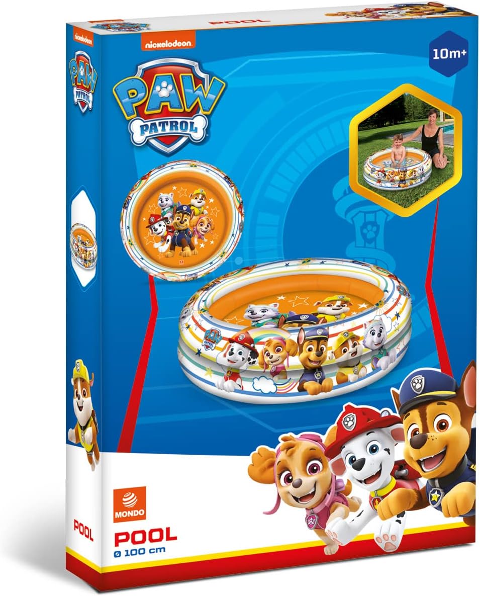 Mondo Toys - PAW PATROL| 2 Rings Pool - Piscina Hinchable para bebé - diámetro 100 cm, Ideal para niño/niña +10 Meses - 16911