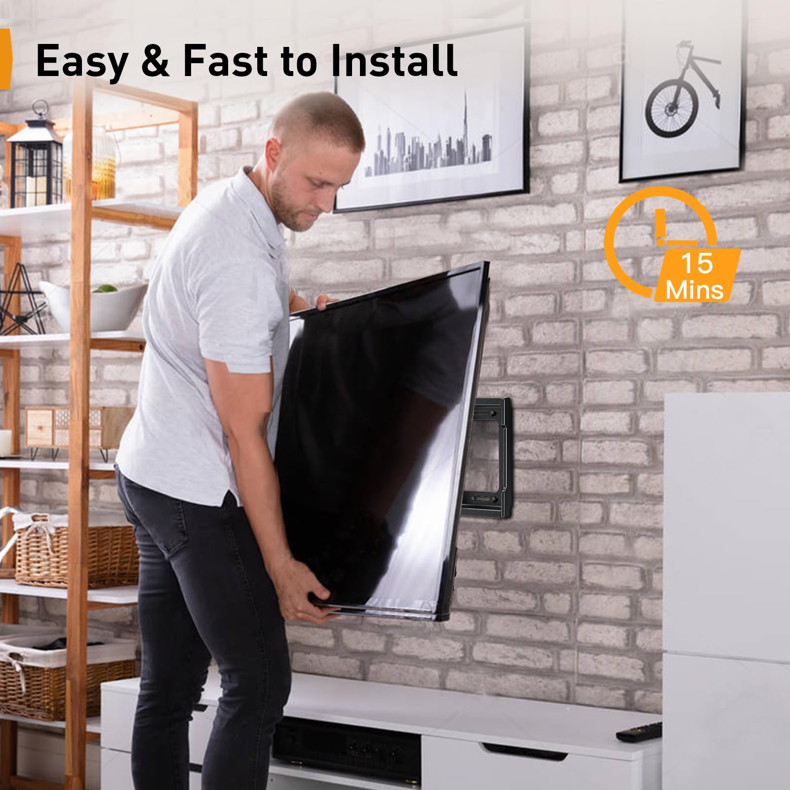 Perlegear Suporte de parede para TV de 26 a 65 polegadas - Suporte de TV de parede inclinável com carga de 45 kg, VESA máx. 400x400 mm