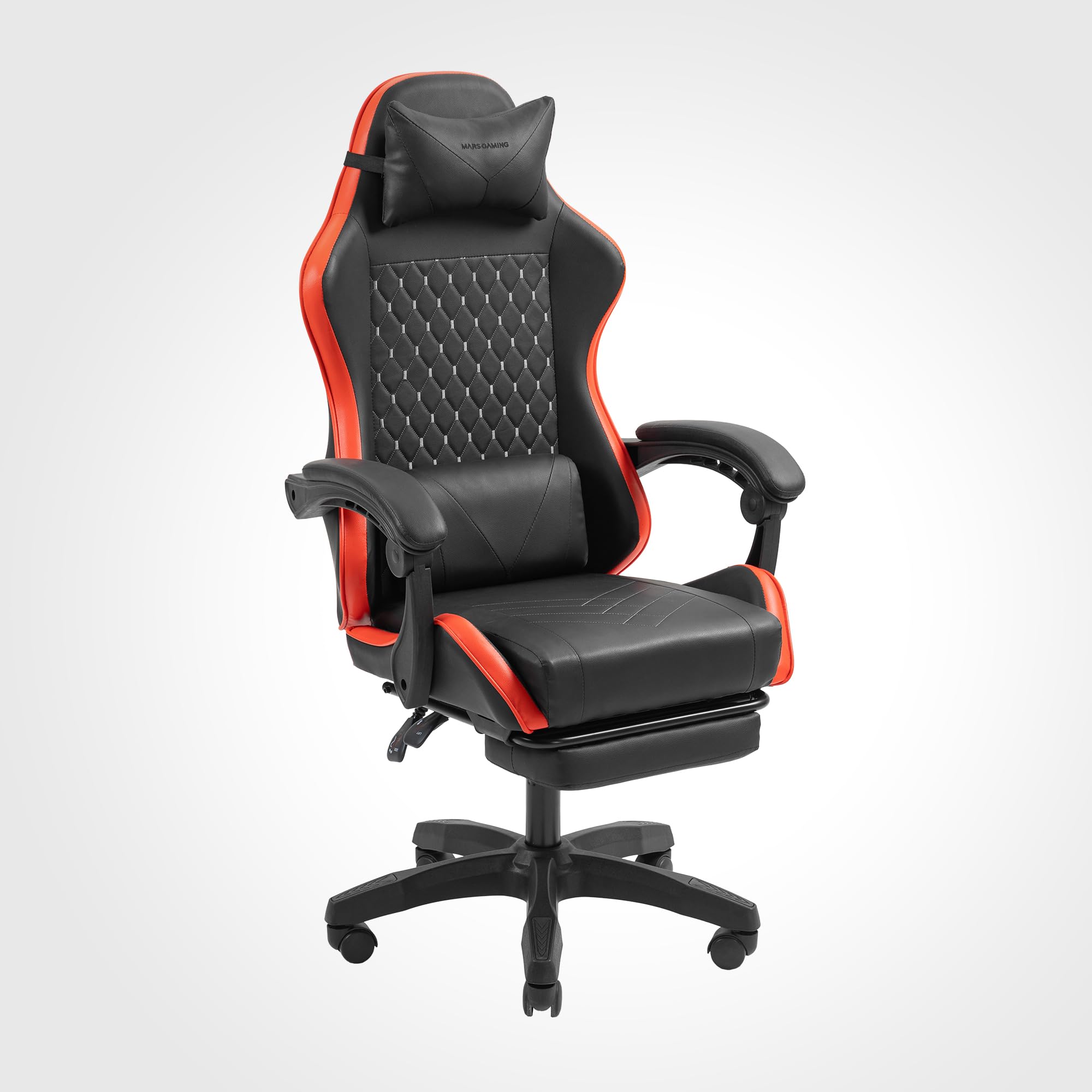 Mars Gaming MGC-ERGOB, cadeira de jogos ergonómica, assento e encosto de malha respirável, encosto de cabeça regulável, altura ajustável entre 110,5 e 120,5 cm, sistema de equilíbrio de 3° a 18°