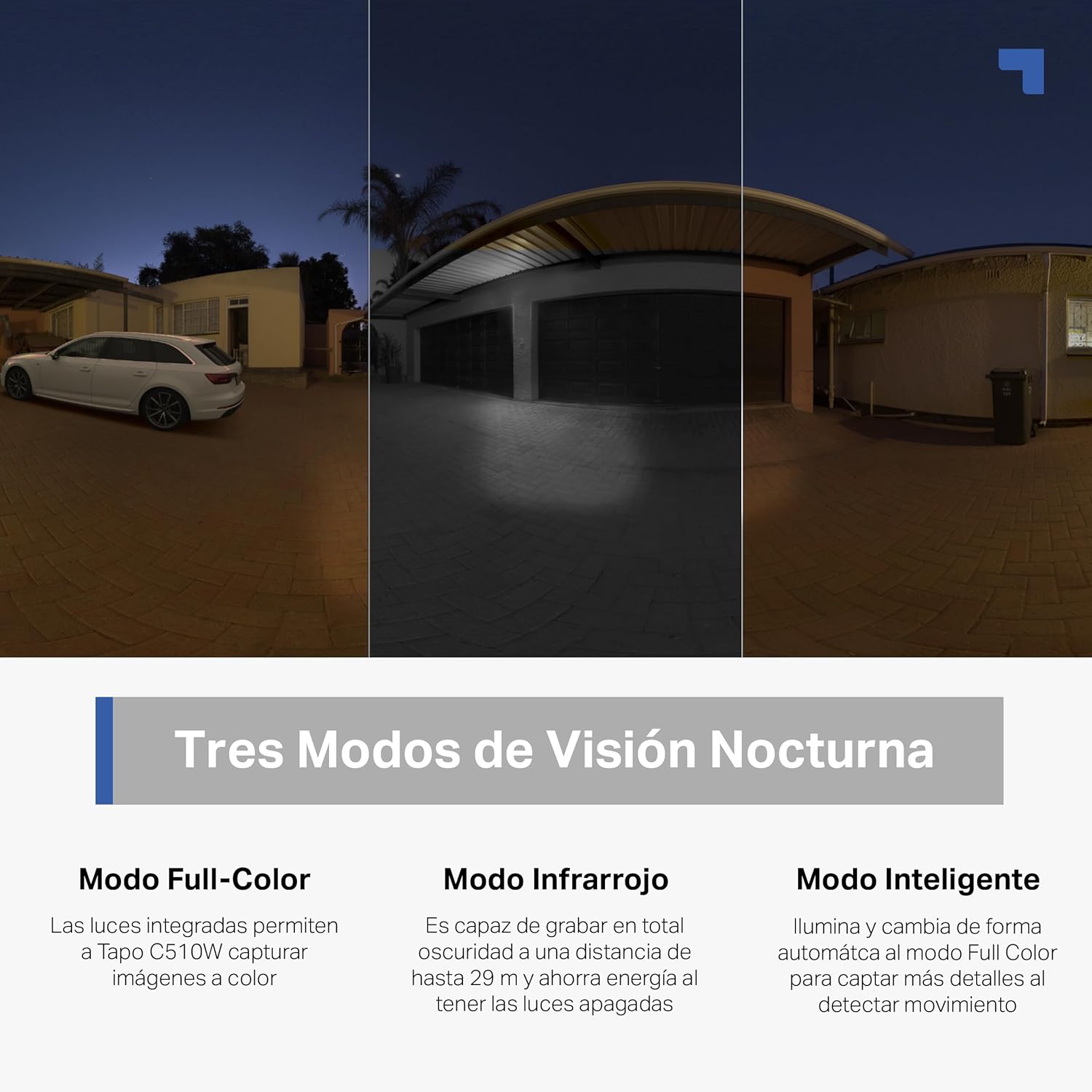 Tapo C510W - Cámara de vigilancia Wi-FI para Exteriores de 360º, visión Nocturna a Todo Color de 2k (3MP), detección de Personas con IA, Seguimiento de Movimiento Inteligente, IP65
