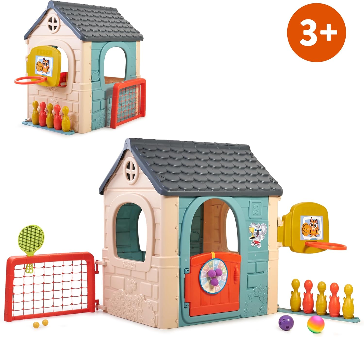 FEBER - Casual 6 Activities House, Casa con 6 Actividades de Juego, Accesorios Incluidos para los Juegos, Colores Resistentes a la Luz Solar, Montaje Fácil, A Partir de 3 años, Famosa (FEH23000)