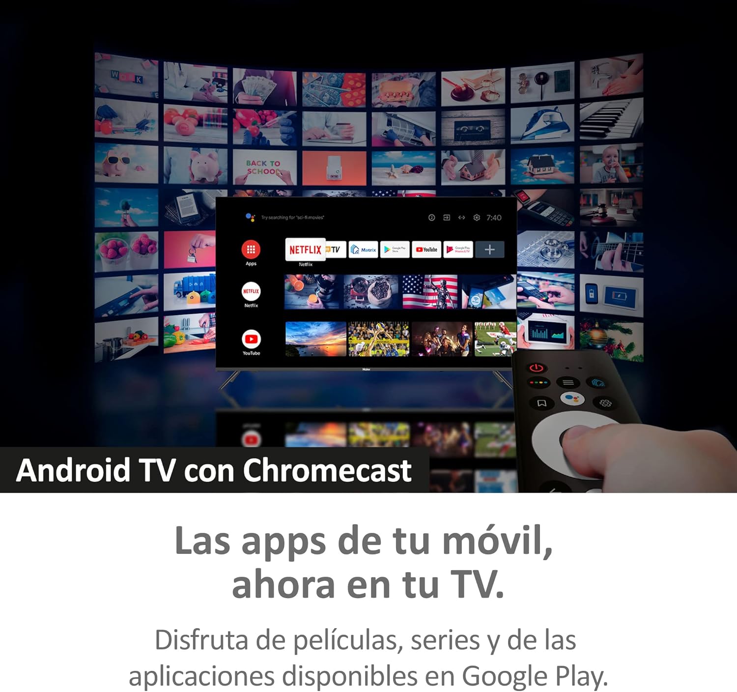 Haier Direct LED Full HD H32K702FG - 32", Smart-TV, HDR, Dolby Audio, Android 11, Smart-TV, Google Assistant, Bluetooth 5.1, DBX TV, HDMI 2.1 x 3, sem molduras