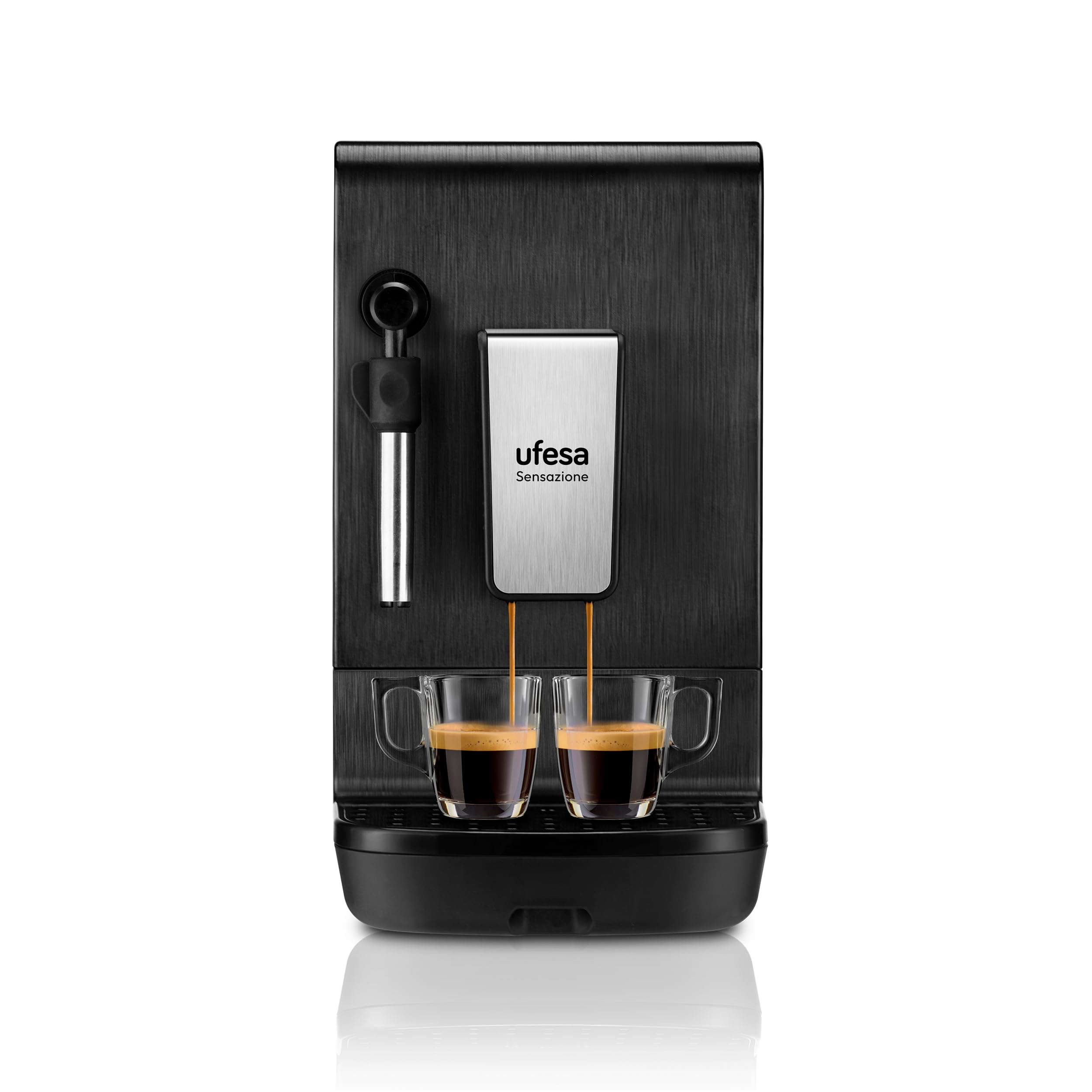 Ufesa Varese Cafetera Compacta Espresso y Capuccino, 1050W, Vaporizador Orientable, 20 Bares, 1 o 2 Cafés, Depósito 1.5L, Función Calienta Tazas