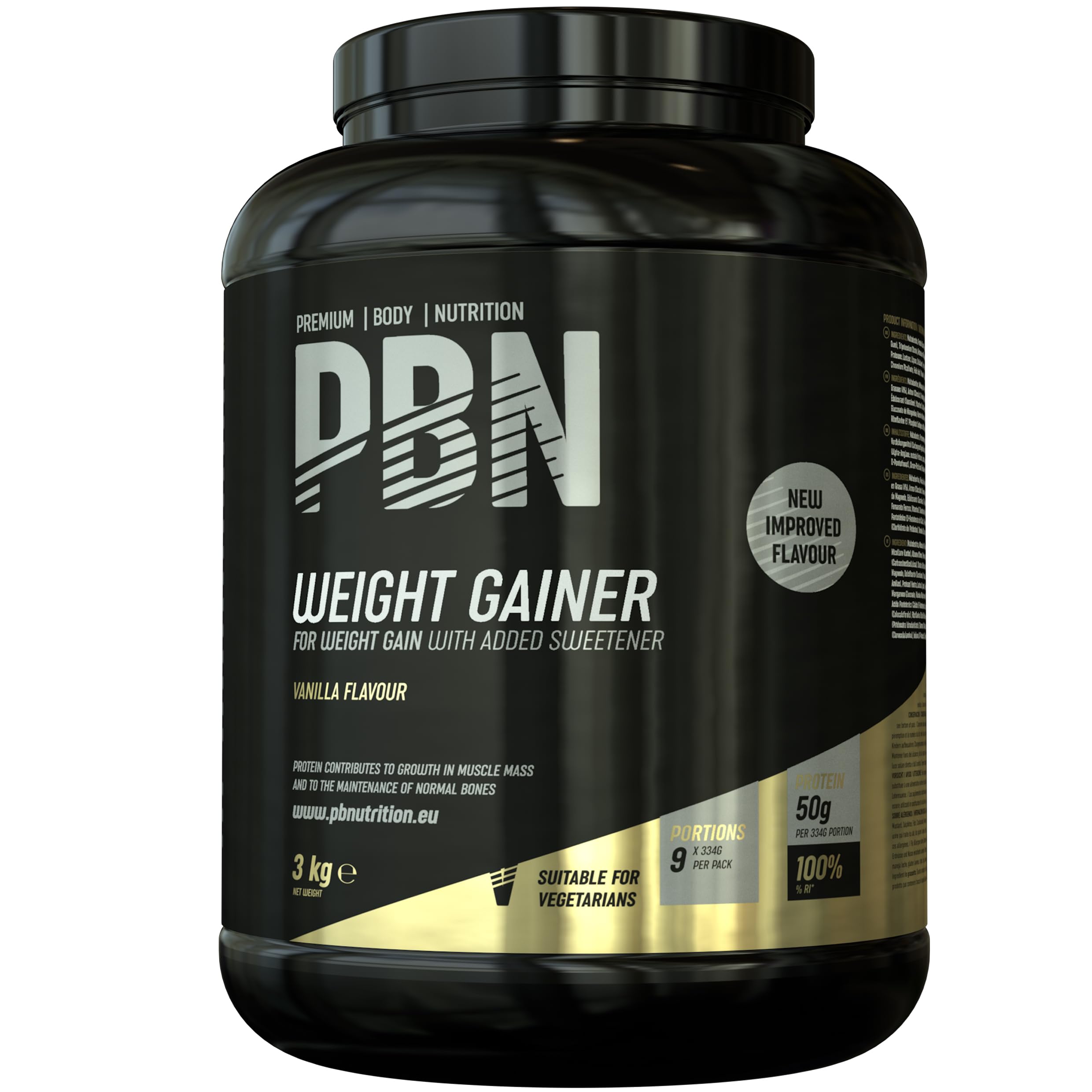 PBN Premium Body Nutrition Bota de vencedor de peso, 3 kg, sabor de bolachas, sabor otimizado