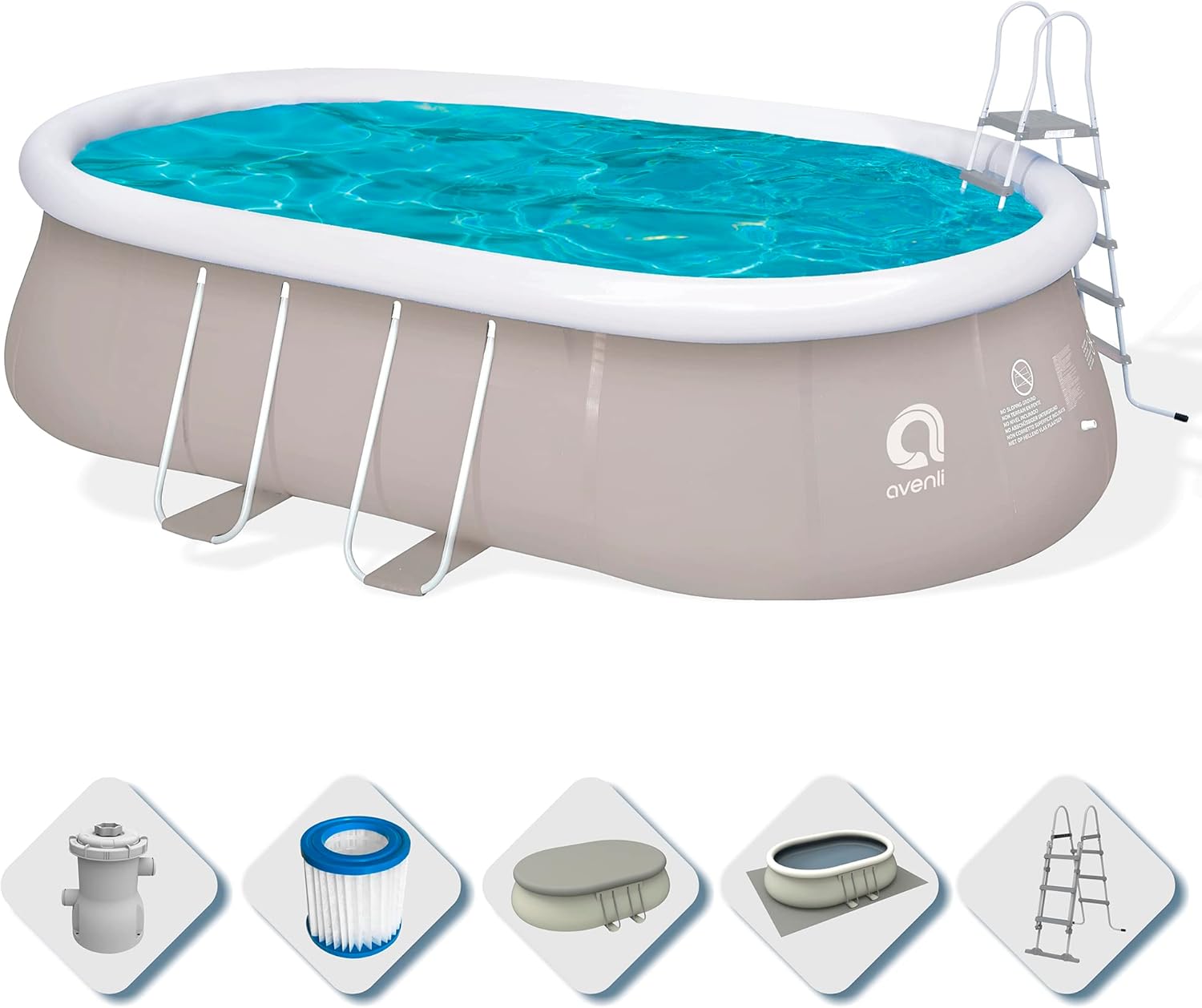 Avenli Piscina autoportante Ovalada con Estructura - Color Gris