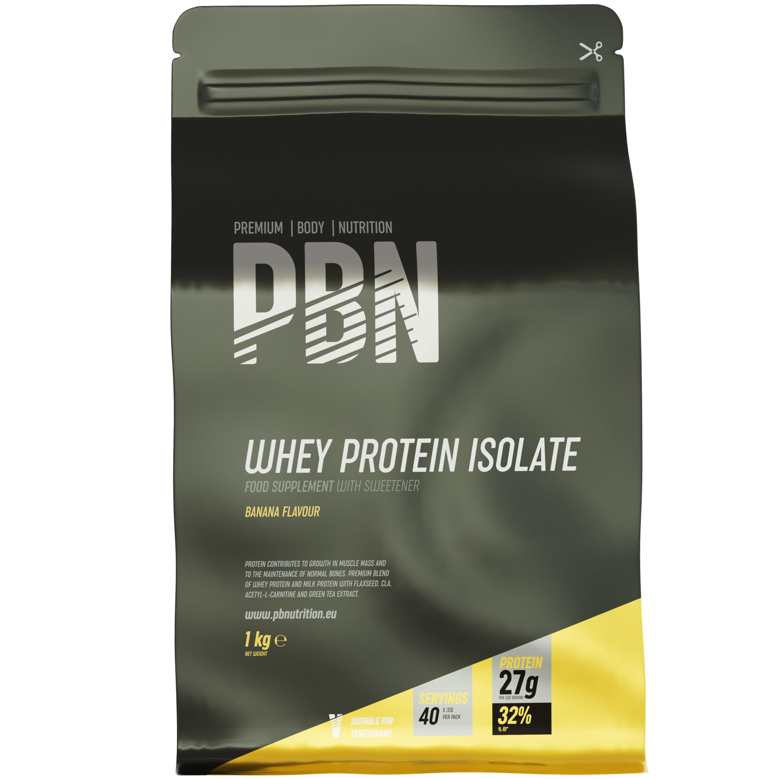 Premium Body Nutrition Whey Isolato Isolado de proteína de soro de leite em pó, 33 porções