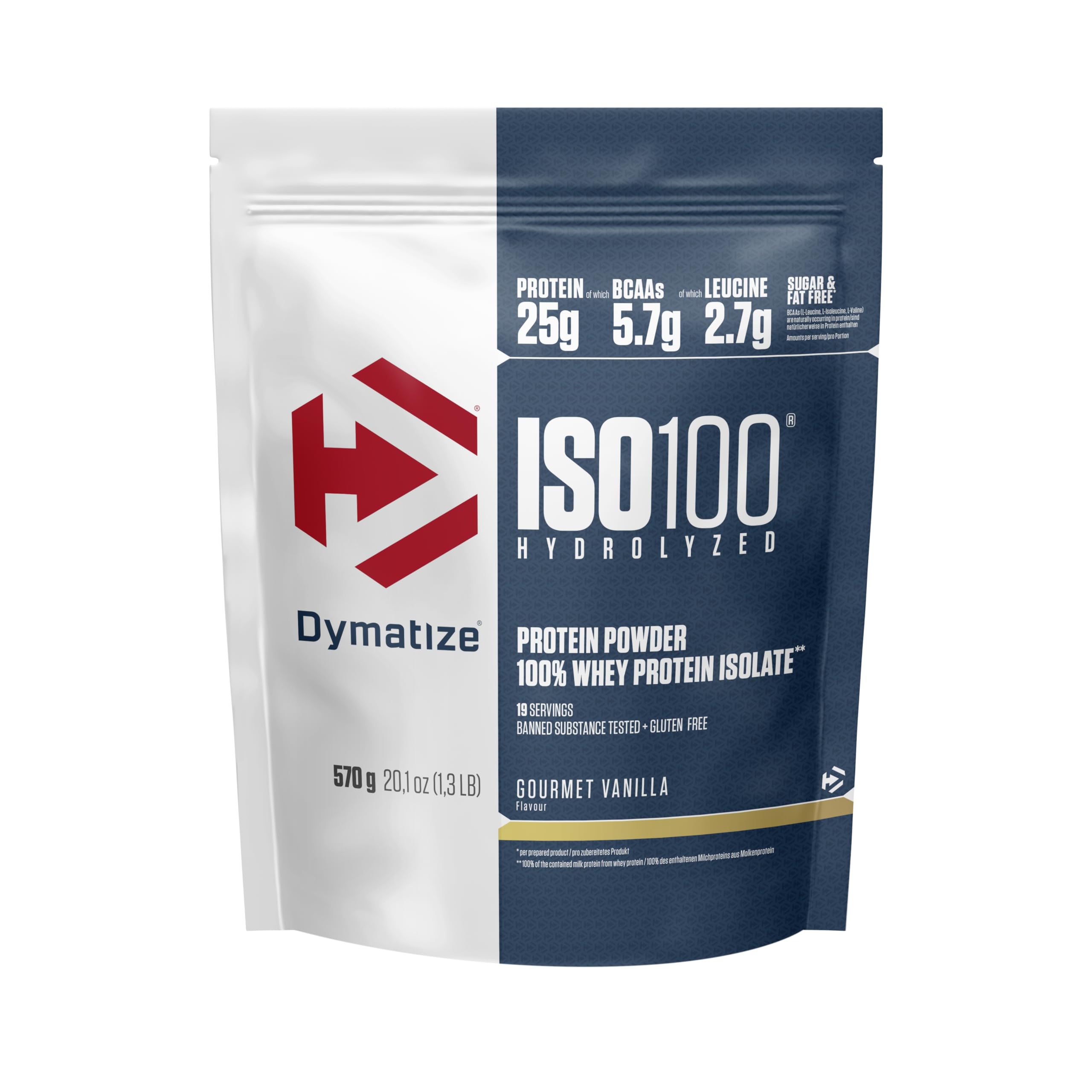 Dymatize ISO 100 Hydrolyzed Gourmet Vanilla 2264 g - Hidrolizado de proteção de soro Whey isolado em pó