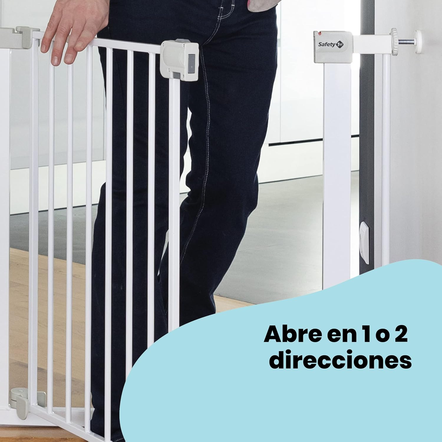 Safety 1st Easy Close Metal Barreira de segurança branca metálica para portas e escadas, porta de segurança de 80 cm até 136 cm com extensões, adequado para bebés, crianças e cães