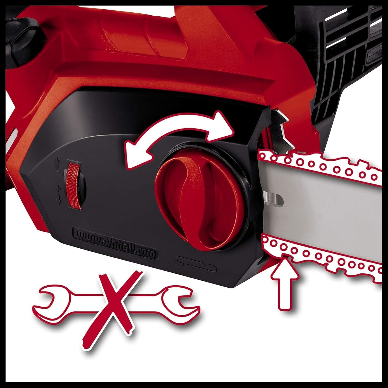 Einhell Motosserra elétrica GH-EC 1835 (1800 W, barra de corte robusta, corrente afiada, tensionamento e substituição sem ferramentas, lubrificação automática, engrenagens metálicas)