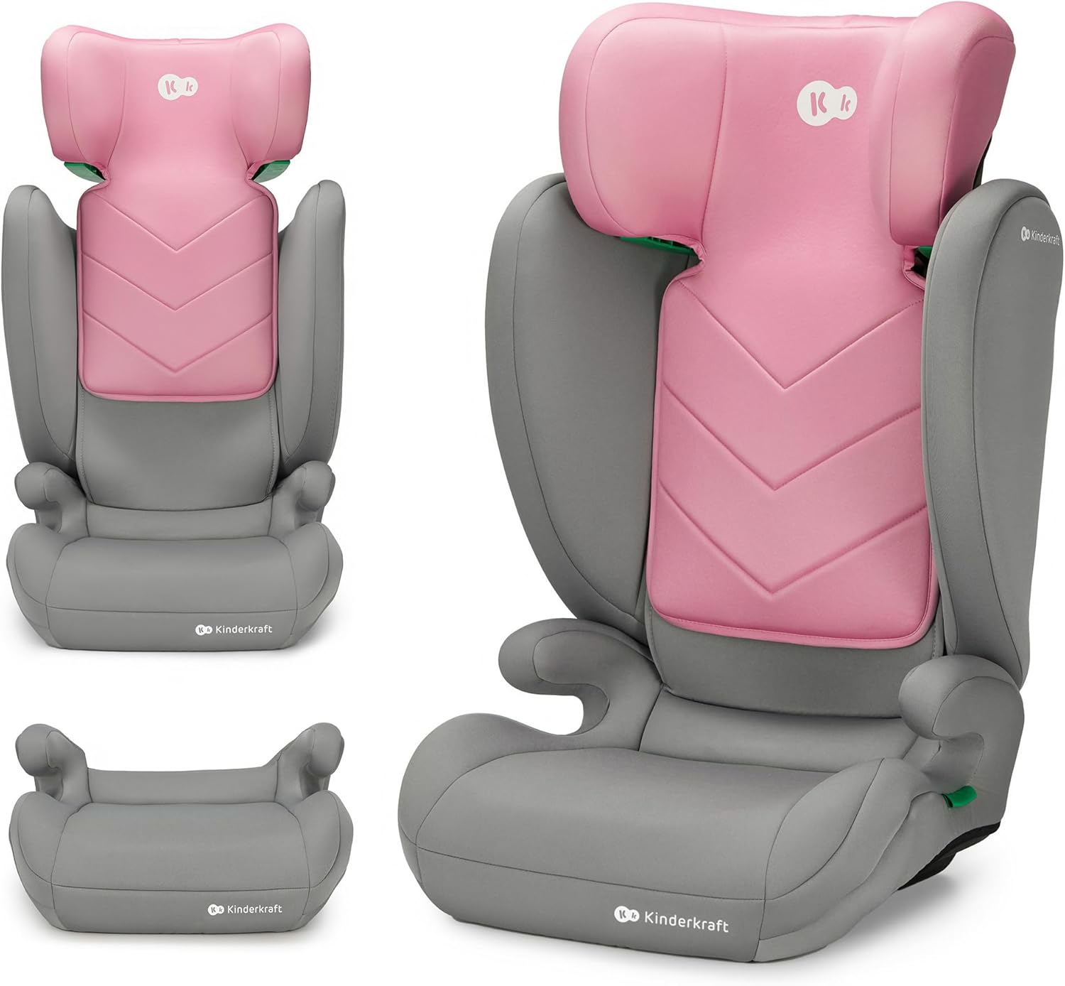 Kinderkraft I-SPARK Cadeira de carro, i-Size, para bebé, grupo 2/3 100-150 cm, de 3,5 a 12 anos, de 15 a 36 kg, leve (4,5 kg), cinto de segurança de 3 pontos, proteção lateral, rosa