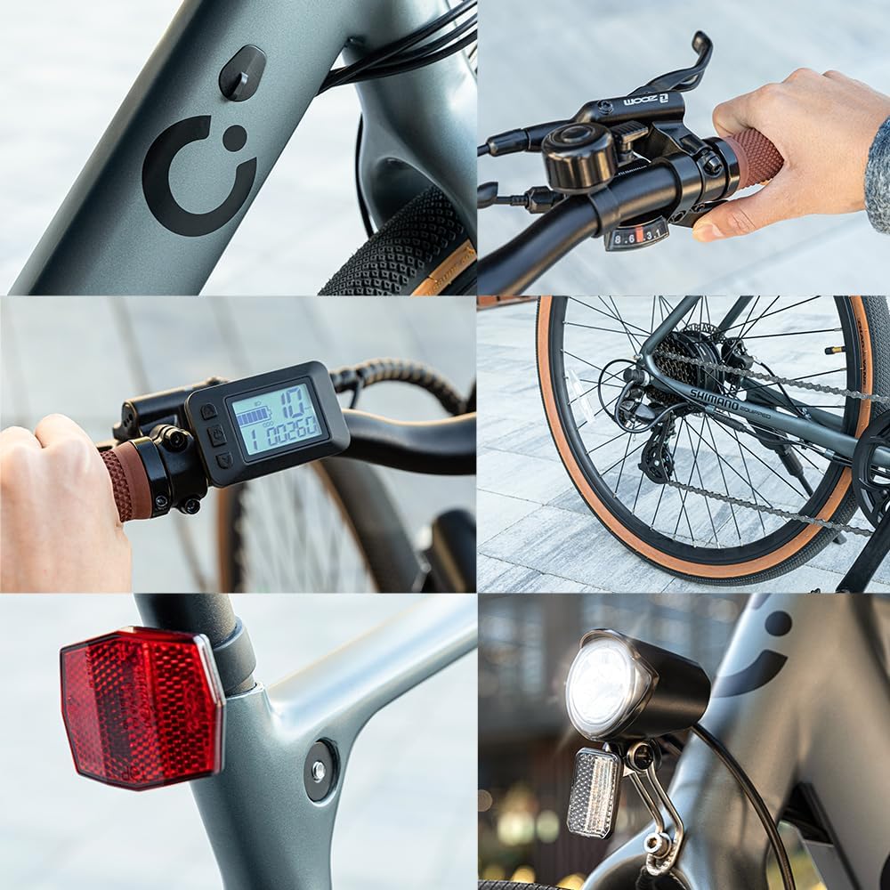 Cecotec Bicicleta Eléctrica de Ciudad, Ruedas 28", hasta 70-90 Km de autonomía, Cuadro Aluminio, Suspensión Delantera, Cambio Shimano, Disco de Freno, Pantalla