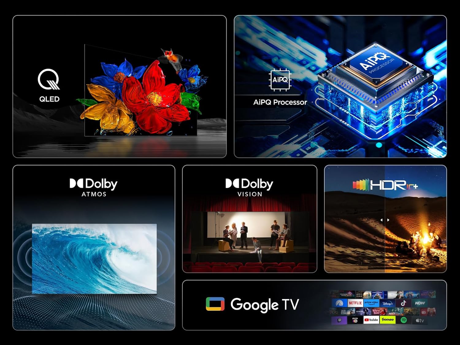 TCL 55T69C QLED 55", TV Direct LED, HDR 4K, Smart TV con Google TV (Dolby Vision y Atmos, Game Master, Motion Clarity, Compatible con Google Assistant y Alexa)