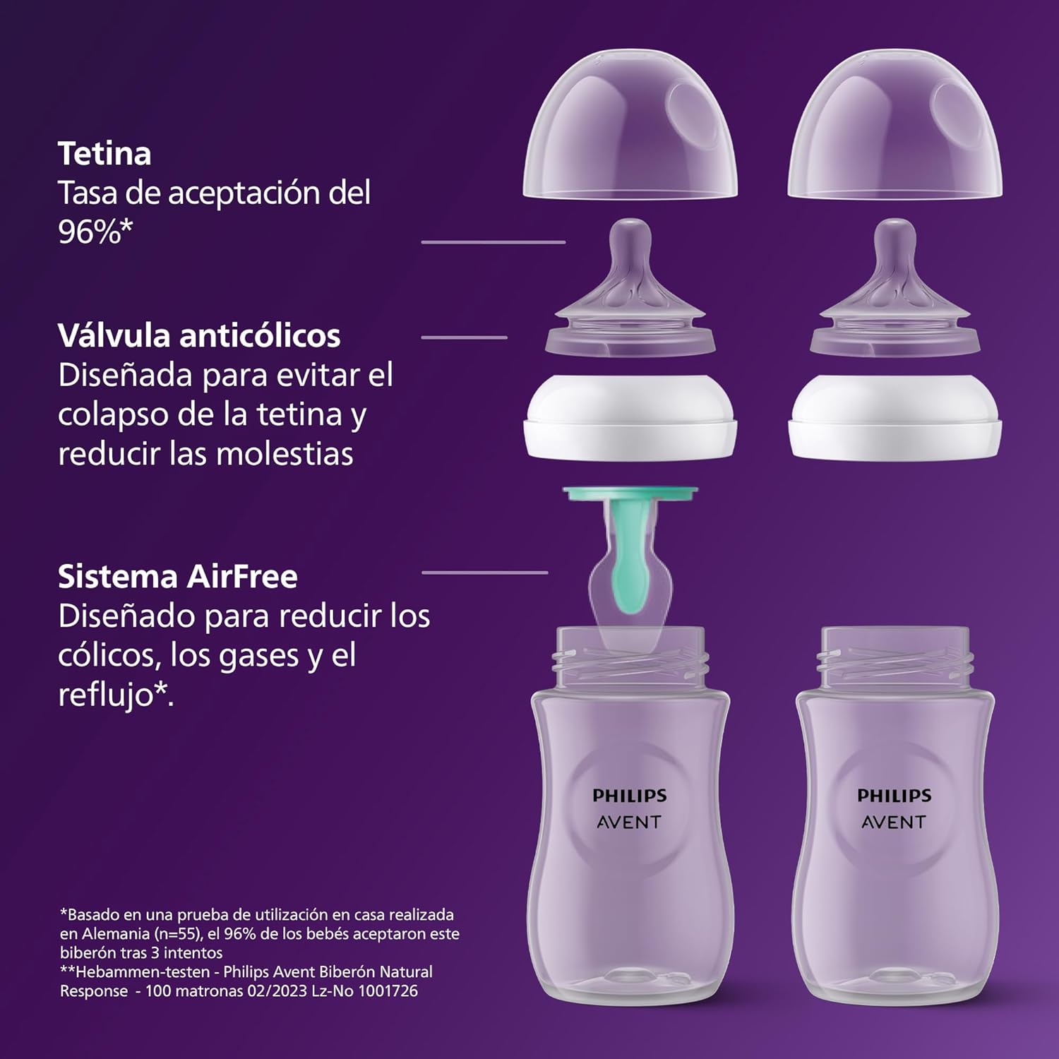 Philips Avent Set de presente para recém-nascidos: 4 biberões com sistema AirFree, chupeta ultra macia e escova, 0-12 meses (modelo SCD657/11)
