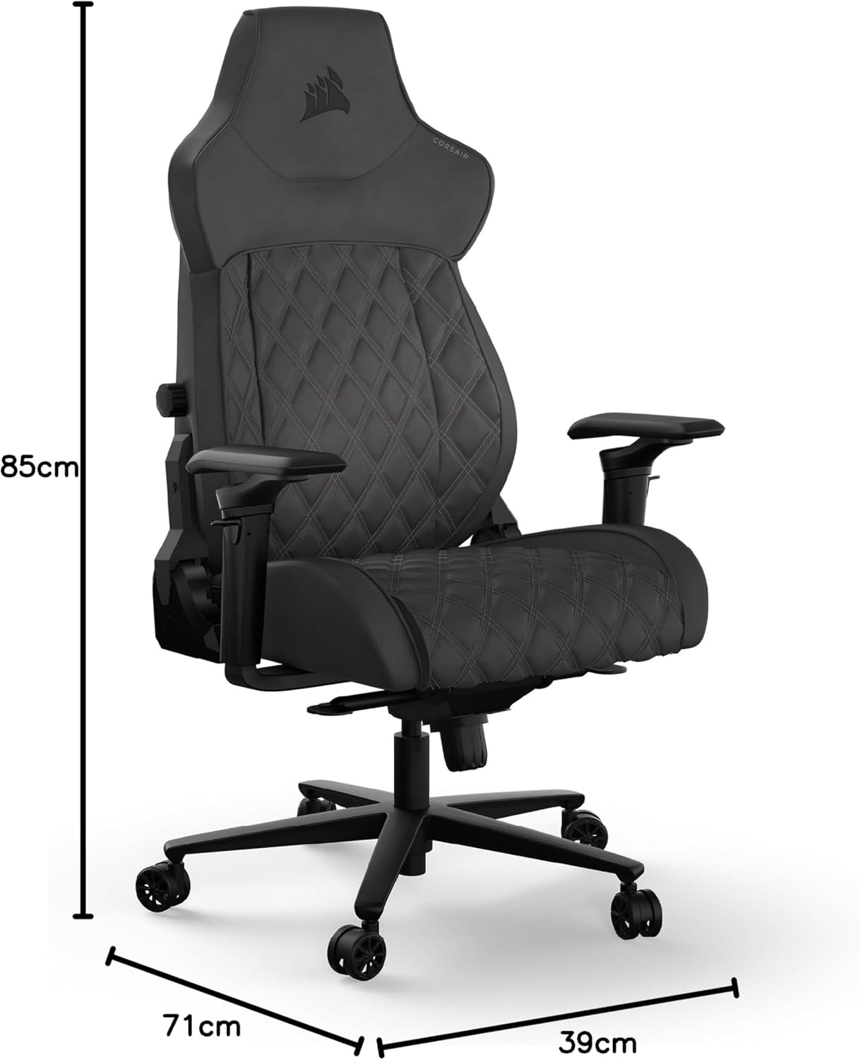 Corsair TC500 Luxe Cadeira para jogos, tecido respirável premium, assentos largos, apoios de braço ajustáveis em 5 direções, suporte lombar ajustável, reclinável 90-160° - sombra
