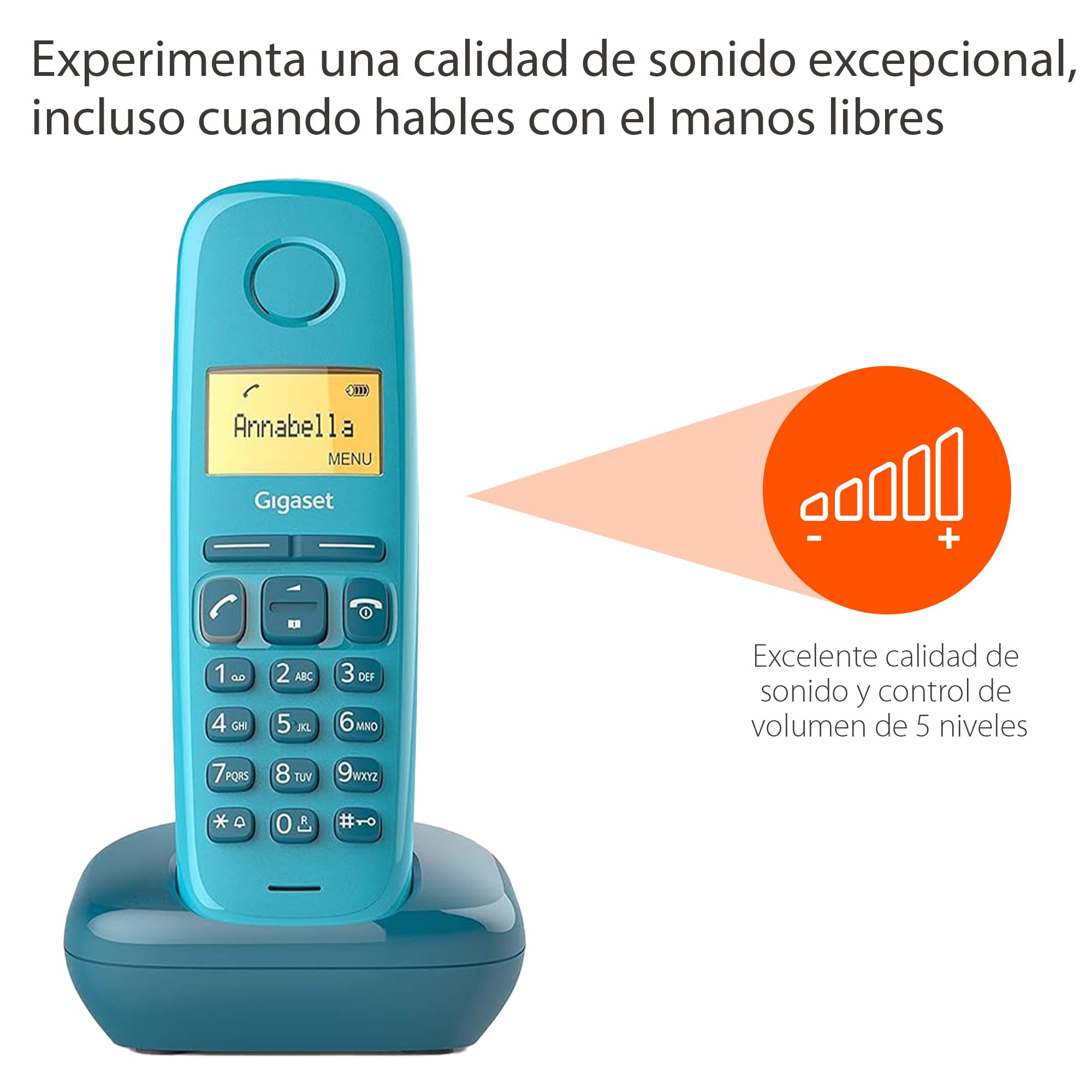 Gigaset A170 - Telefone DECT sem fios - Ecrã gráfico iluminado - Fácil de utilizar - Instalação simples, cor azul [Versão espanhola]