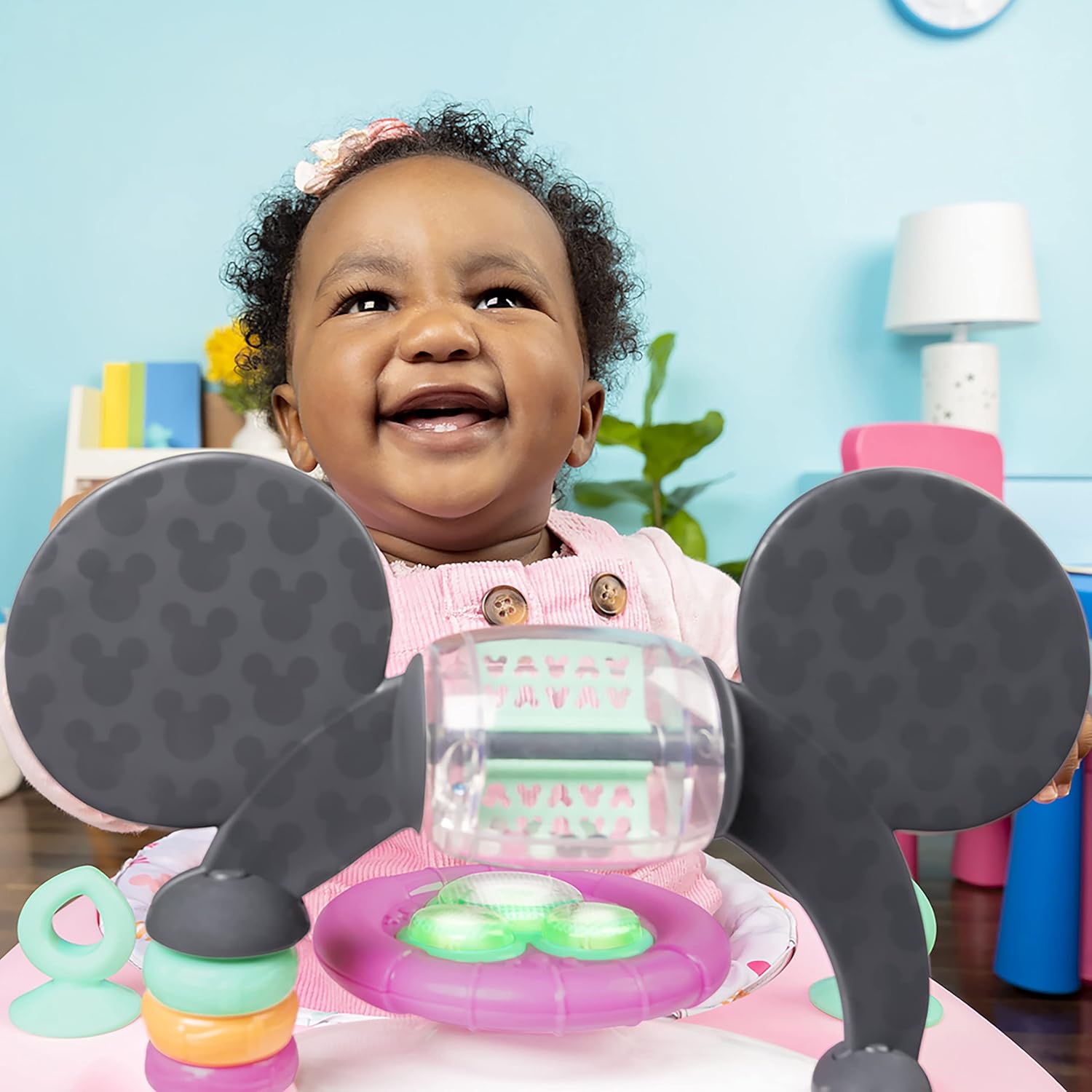 Bright Starts, Disney Baby Minnie Mouse, Tiny Trek, Forever Besties 2 em 1 andarilho com estação de jogos removível, luzes e músicas, altura ajustável, a partir dos 6 meses