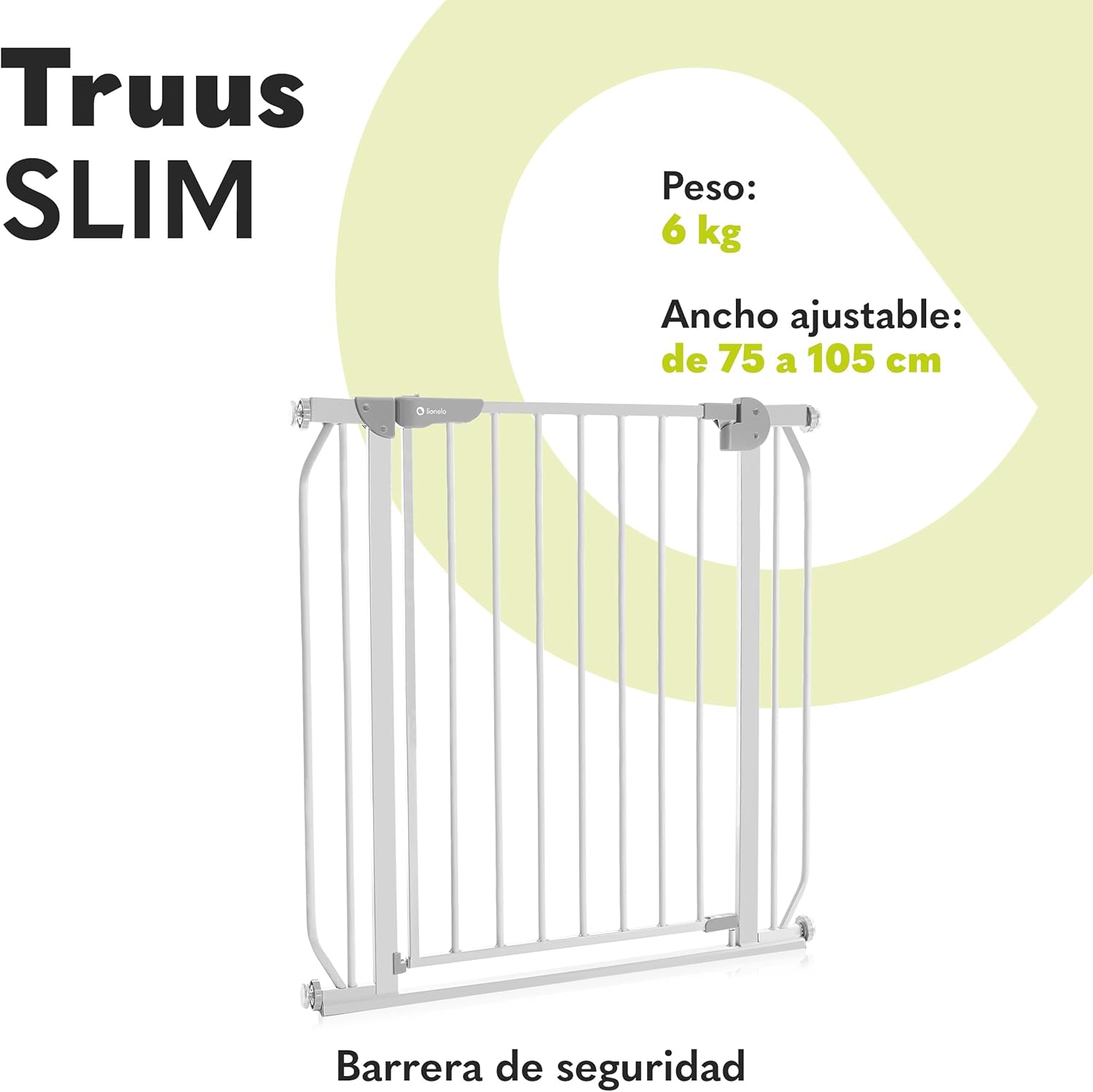 Lionelo Truus Slim Barreira de proteção 75 - 105 x 3 x 76,5 cm proteção dupla função AutoStop fecho automático fecho de fecho montagem simples cinzento