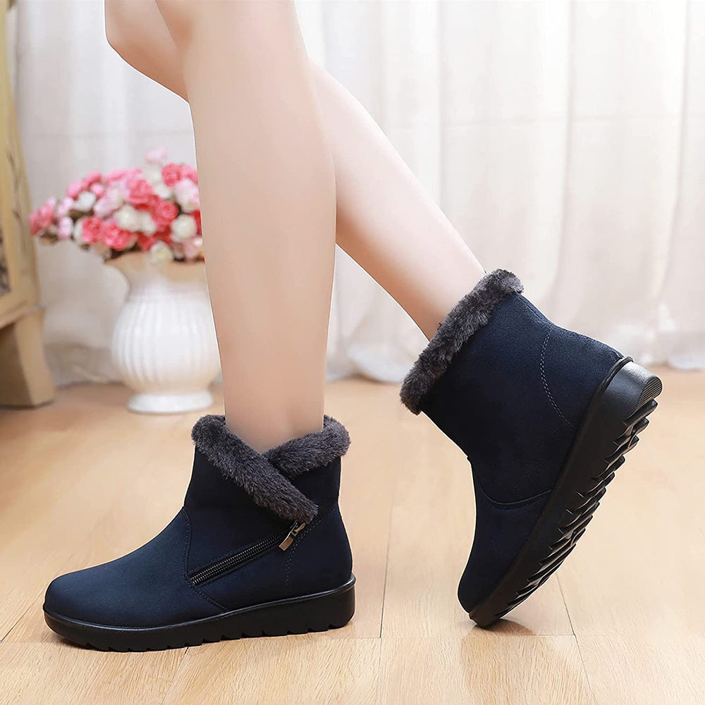 Sapatos de tecido quente para mulheres, botas de neve para idosos