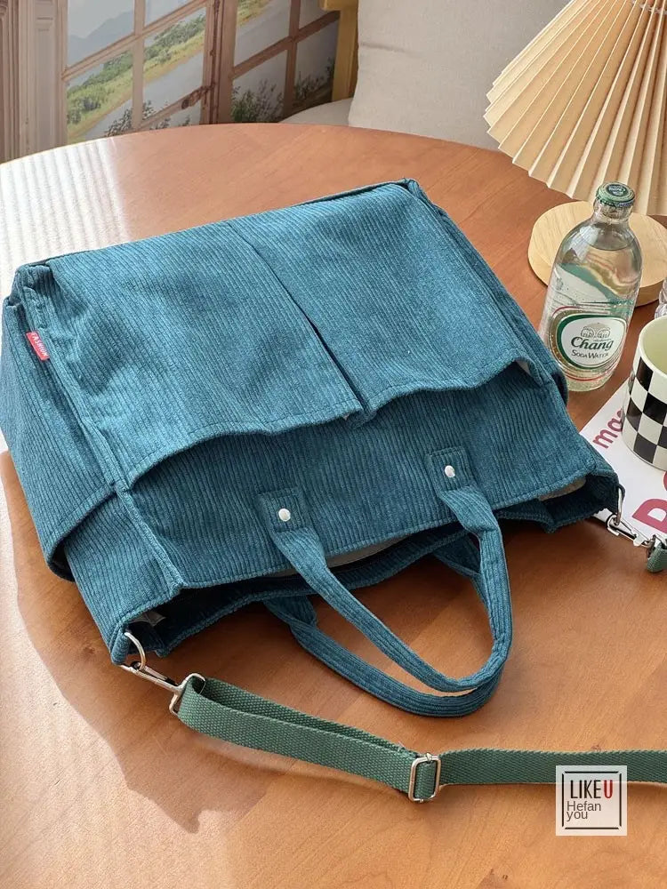 Bolsa de ombro senhora em bombazine grosso com vários bolsos para o outono e inverno bolsa simples estudantes lazer