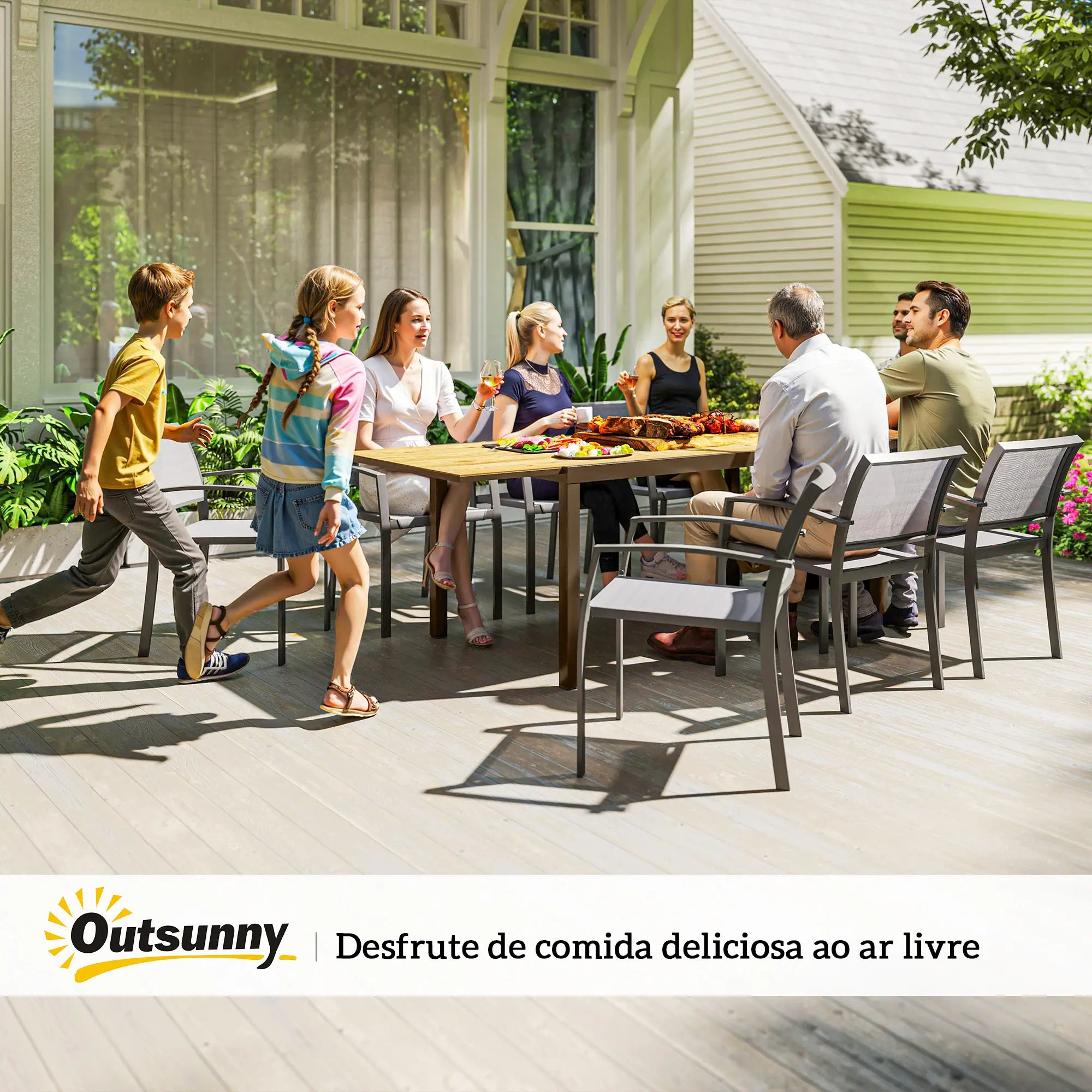 Mesa de Refeição Extensível Mesa de Jardim Ajustável com Bordo de Alumínio para 6-8 Pessoas 160/240x90x74 cm Marrom