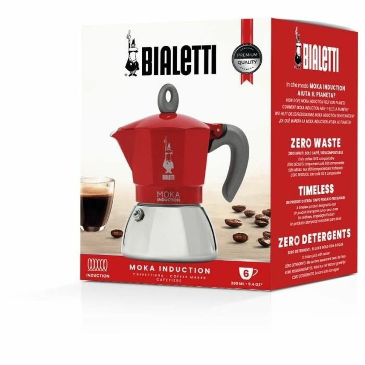 Cafeteira Italiana Bialetti Moka Induction rouge Metal
