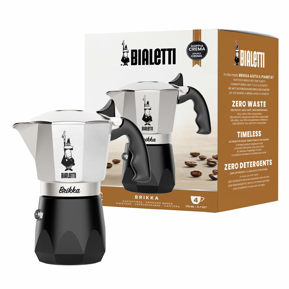 Cafeteira Italiana Bialetti Preto Alumínio Termoplástico 4 Kopjes
