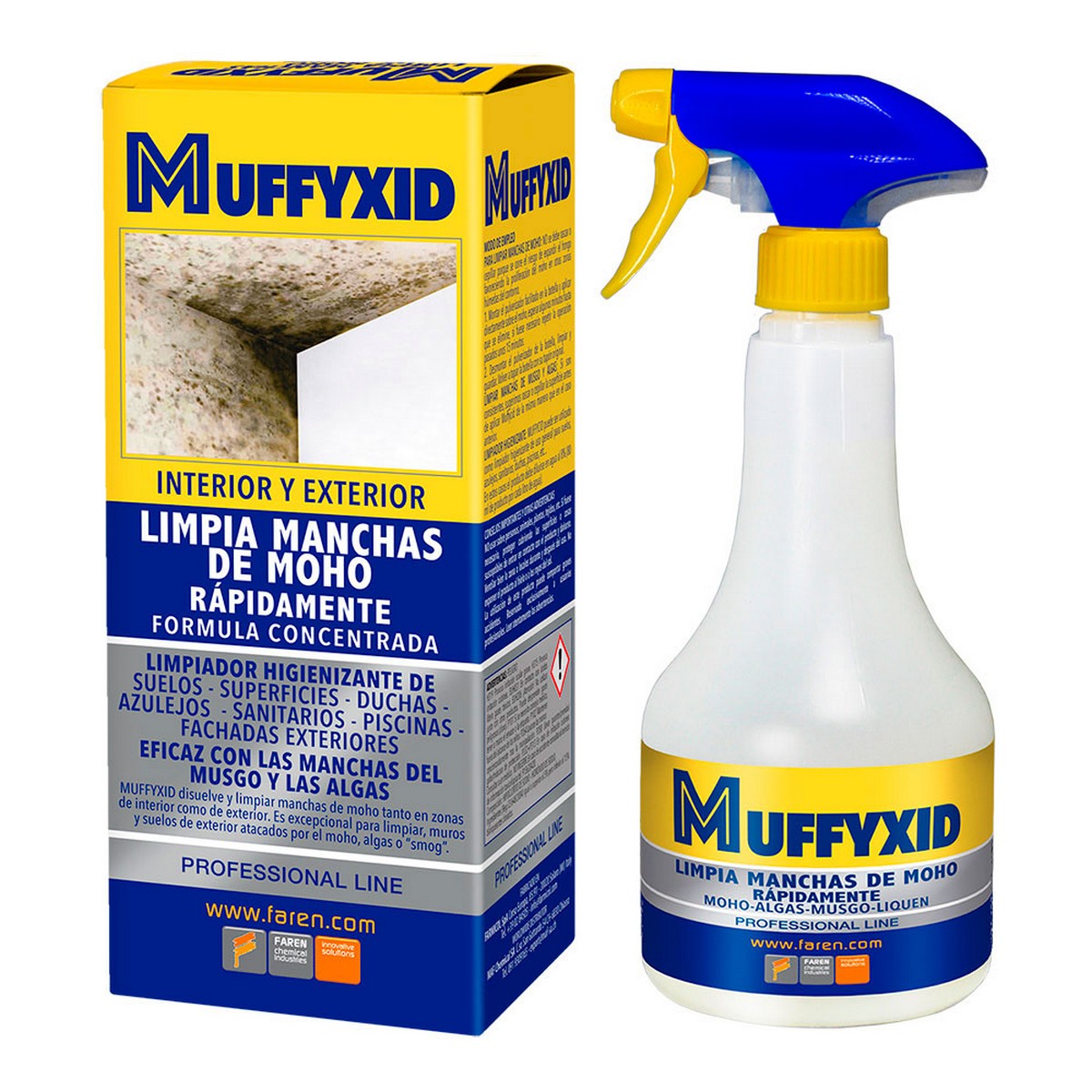 Anti-humidade Faren Muffycid 500 ml Eliminação de bolores Cloro Ativo