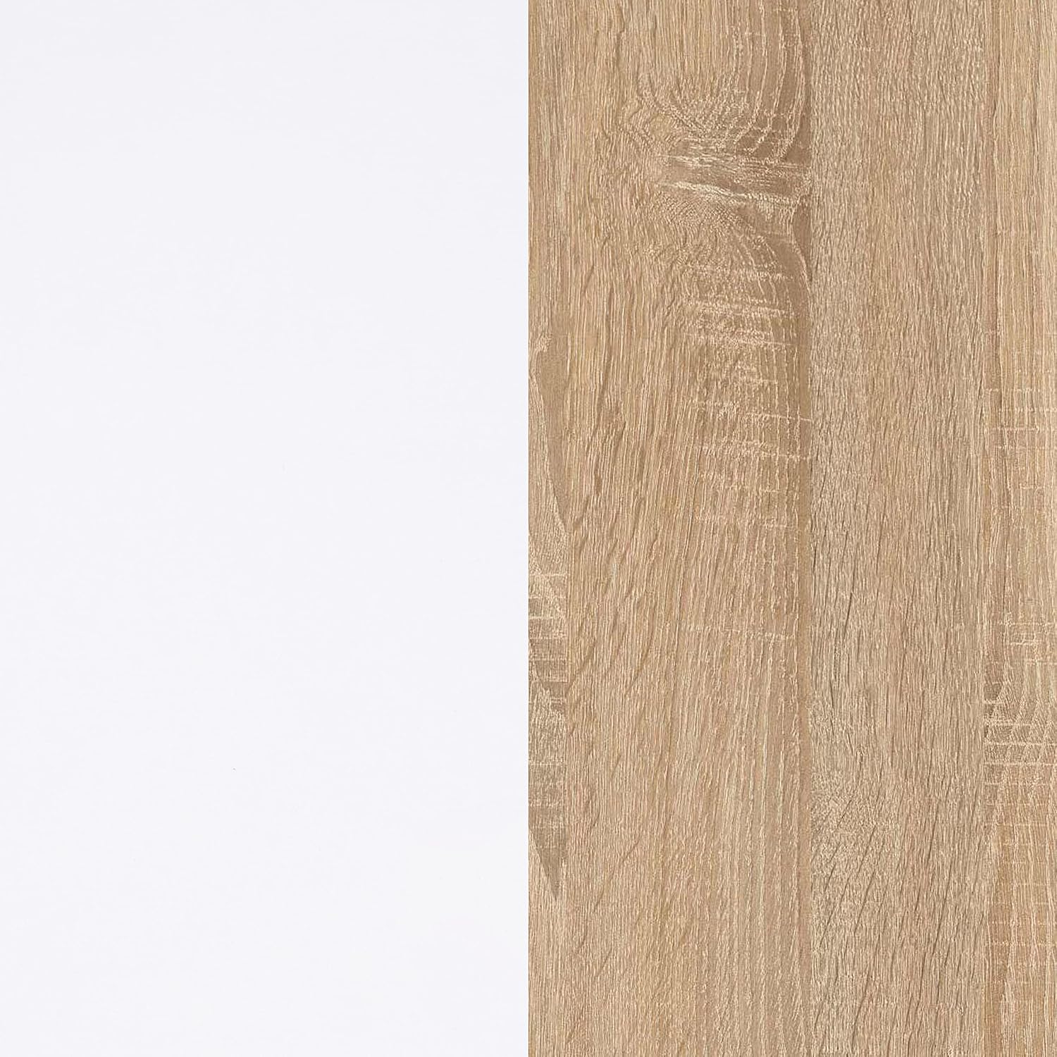 duehome | Escritório com gaveta, mesa de escritório, modelo Office Work, acabamento em branco Artik e carvalho cananadian, medidas: 145 cm (comprimento) x 102 cm (fundo) x 73 cm (altura)