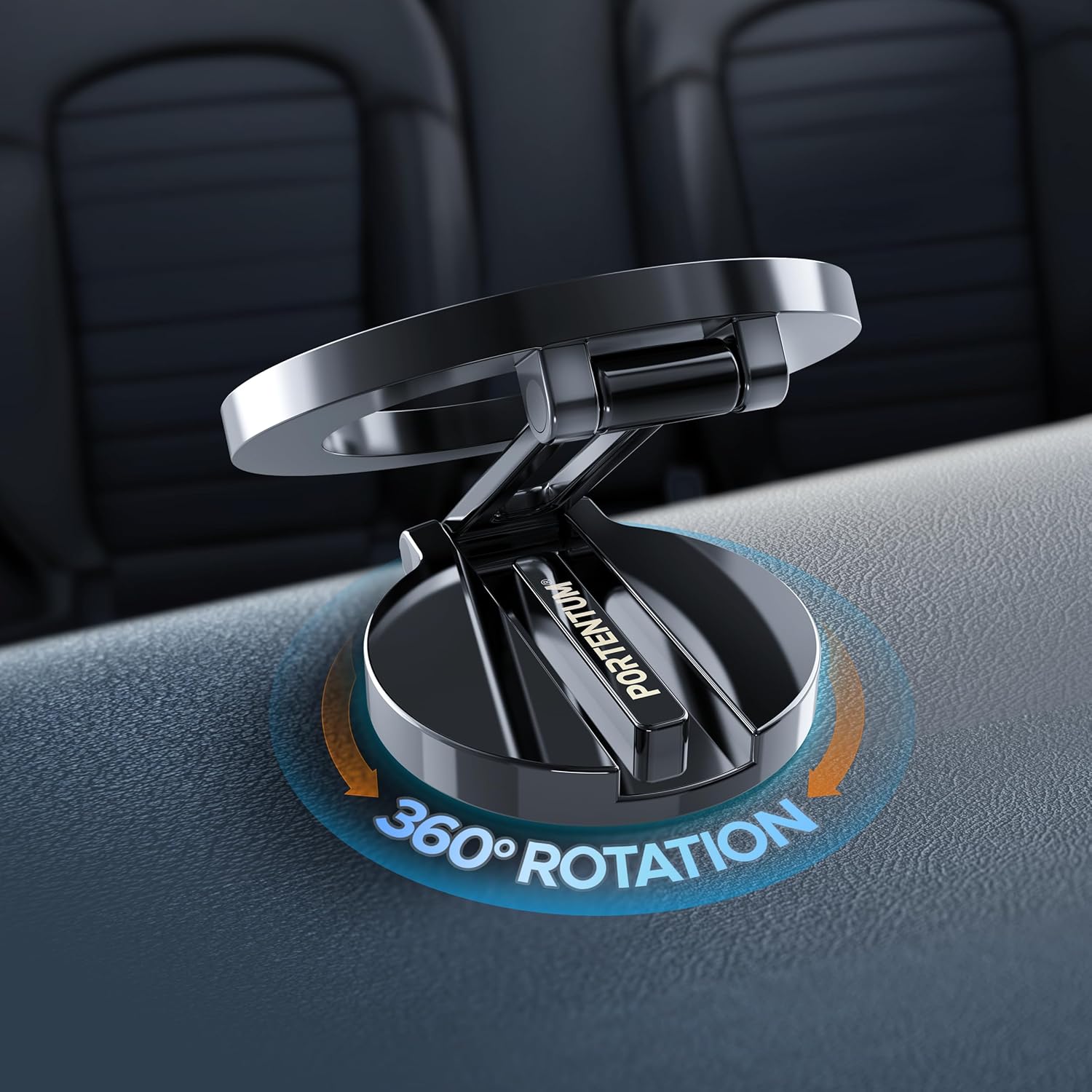 PORTENTUM Suporte móvel para carro Magsafe dobrável, com poderoso íman (20 x N52) e rotação de 360 ° – para espigão escritório ou outras superfícies - cinza escuro