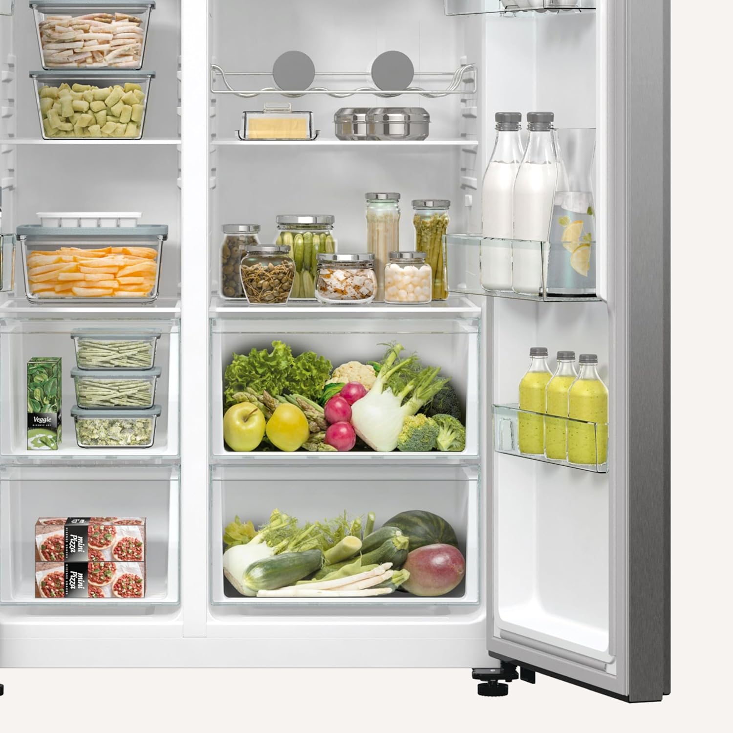 Hisense RS711N4ACE Frigorífico Side by Side, capacidade 547 l com 178,6 cm de altura, sem rost, super frio, alarme de porta aberta, modo de férias, Freezer Convert, baixo nível de ruído, classe E,