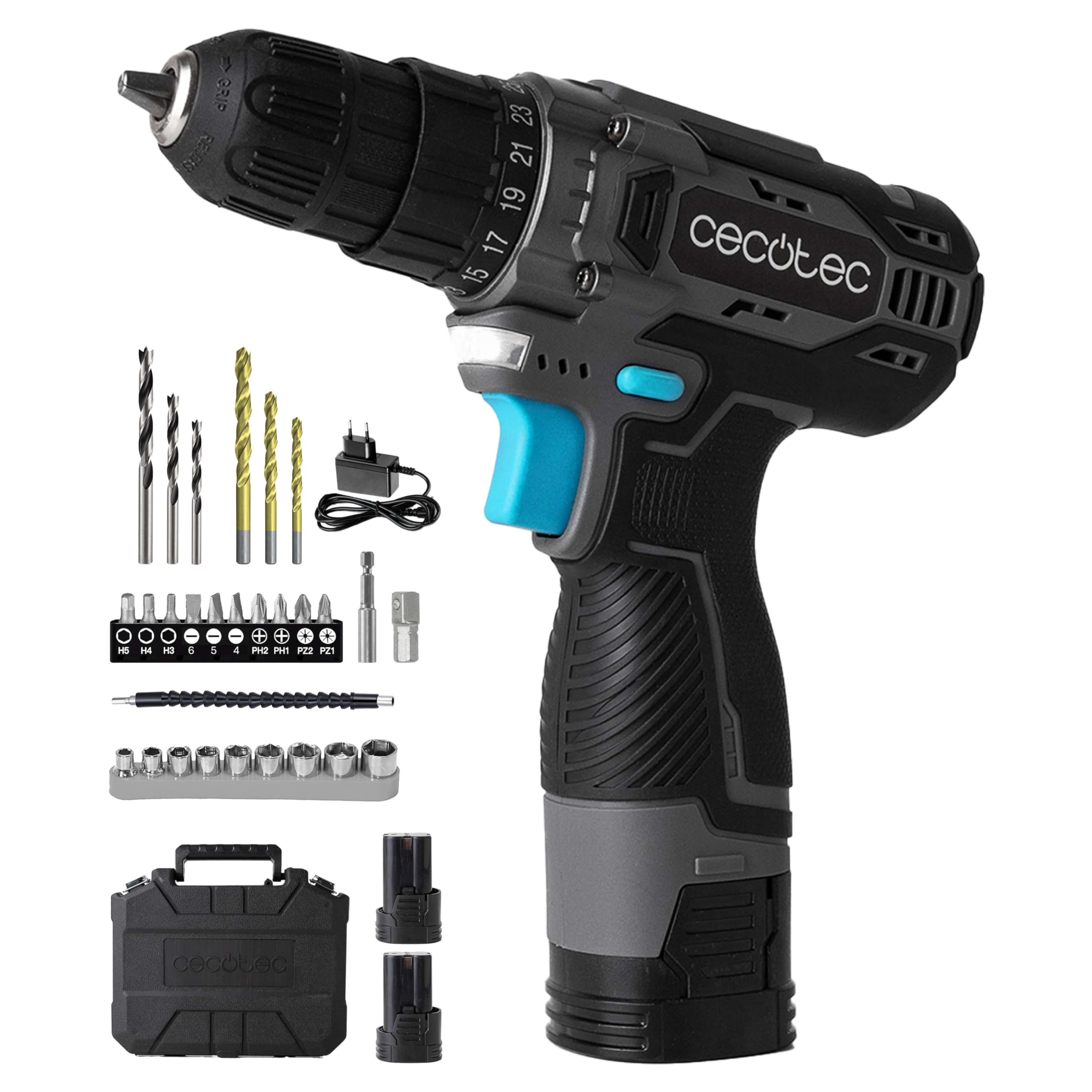 Cecotec Taladro Eléctrico Percutor PowerDrill 850 EasyAdjust. 850W, 46000 impactos por minuto, 4800 rpm, Cable extralargo 3m, Mandril portabrocas sin llave 13mm diámetro, Totalmente equipado