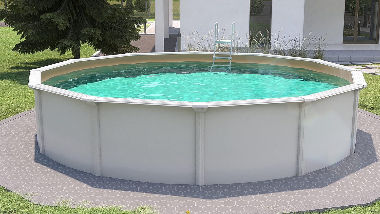Steinbach Nuovo de Luxe II 012141SA – Piscina de parede de aço, Ø 360 x 120 cm, piscina robusta em branco para até 11 000 litros de água, com revestimento interior resistente à areia e