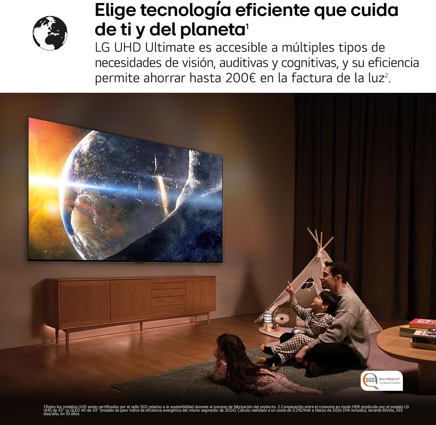 LG 43UA73006LA Televisão 43", UHD 4K, WebOS 25, Ultimate IA, HDR10 Pro, Super Upscaling, Dolby Digital Plus, Google Assistant, preto