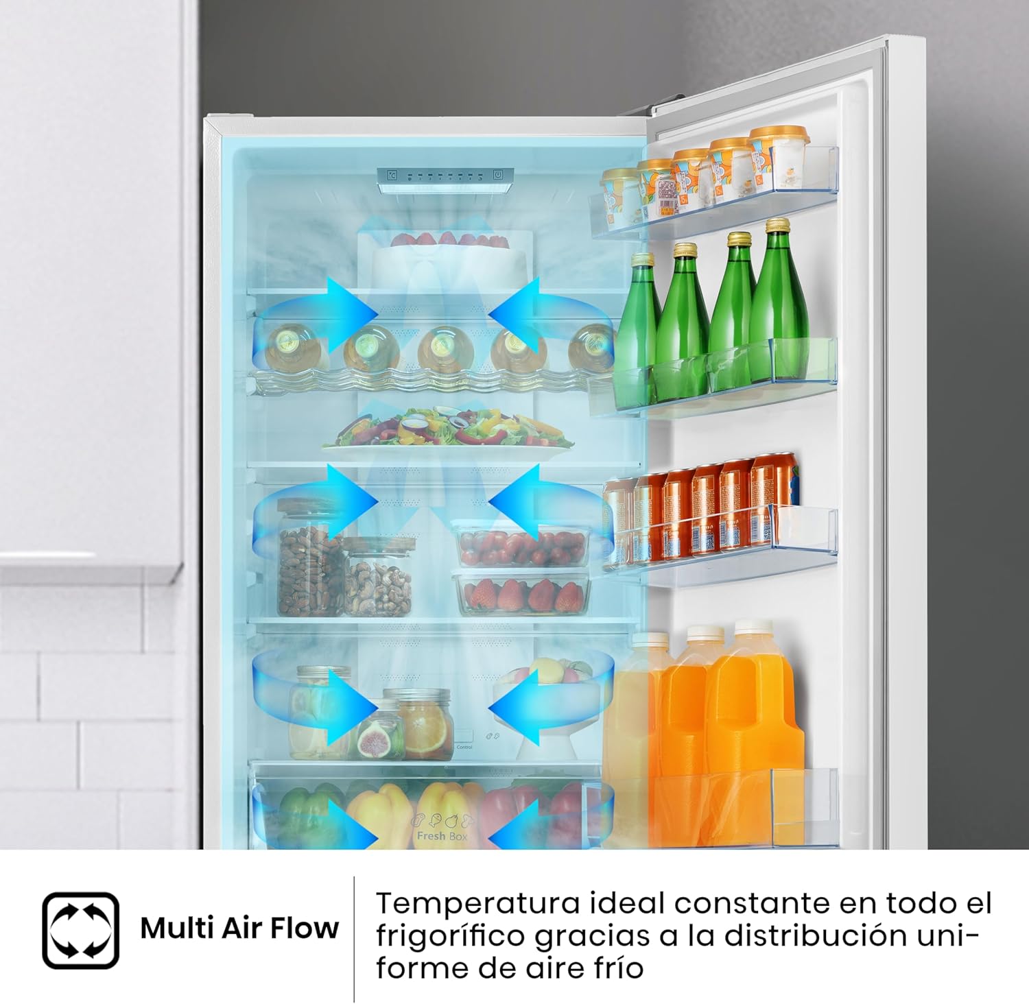 Hisense RB440N4BWE Frigorífico Combinado, classe E eficiente, capacidade de 336 l com 200 cm de altura, super freeze, garrafeiro, porta reversível, silencioso 39dB, cor branca