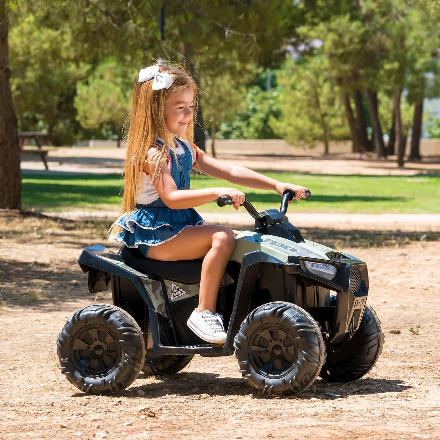 FEBER- Quad Boxer, Vehículo eléctrico a batería, 12 V, Verde (Famosa 800012541), Versión previa