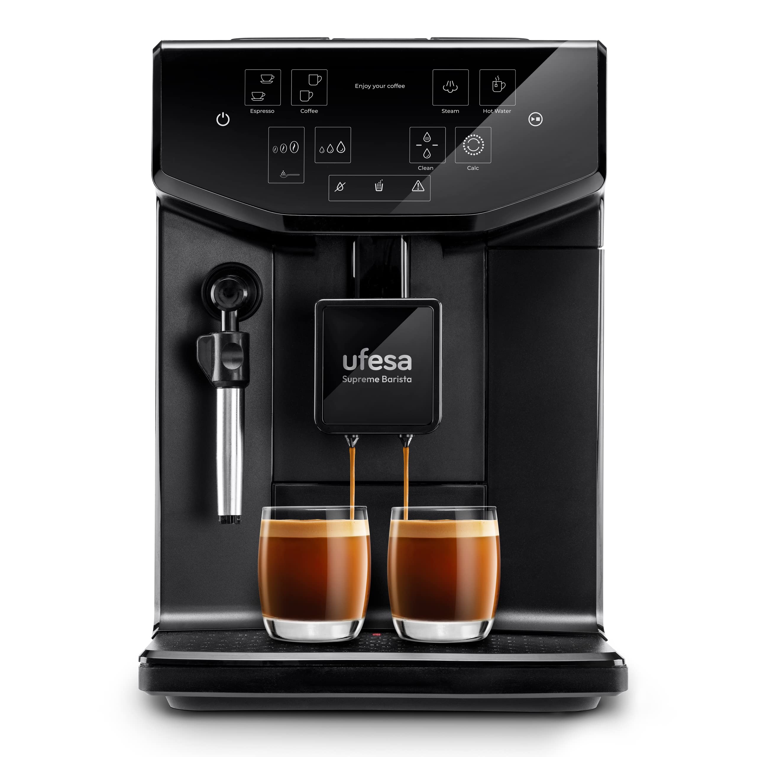 Ufesa Varese Cafetera Compacta Espresso y Capuccino, 1050W, Vaporizador Orientable, 20 Bares, 1 o 2 Cafés, Depósito 1.5L, Función Calienta Tazas